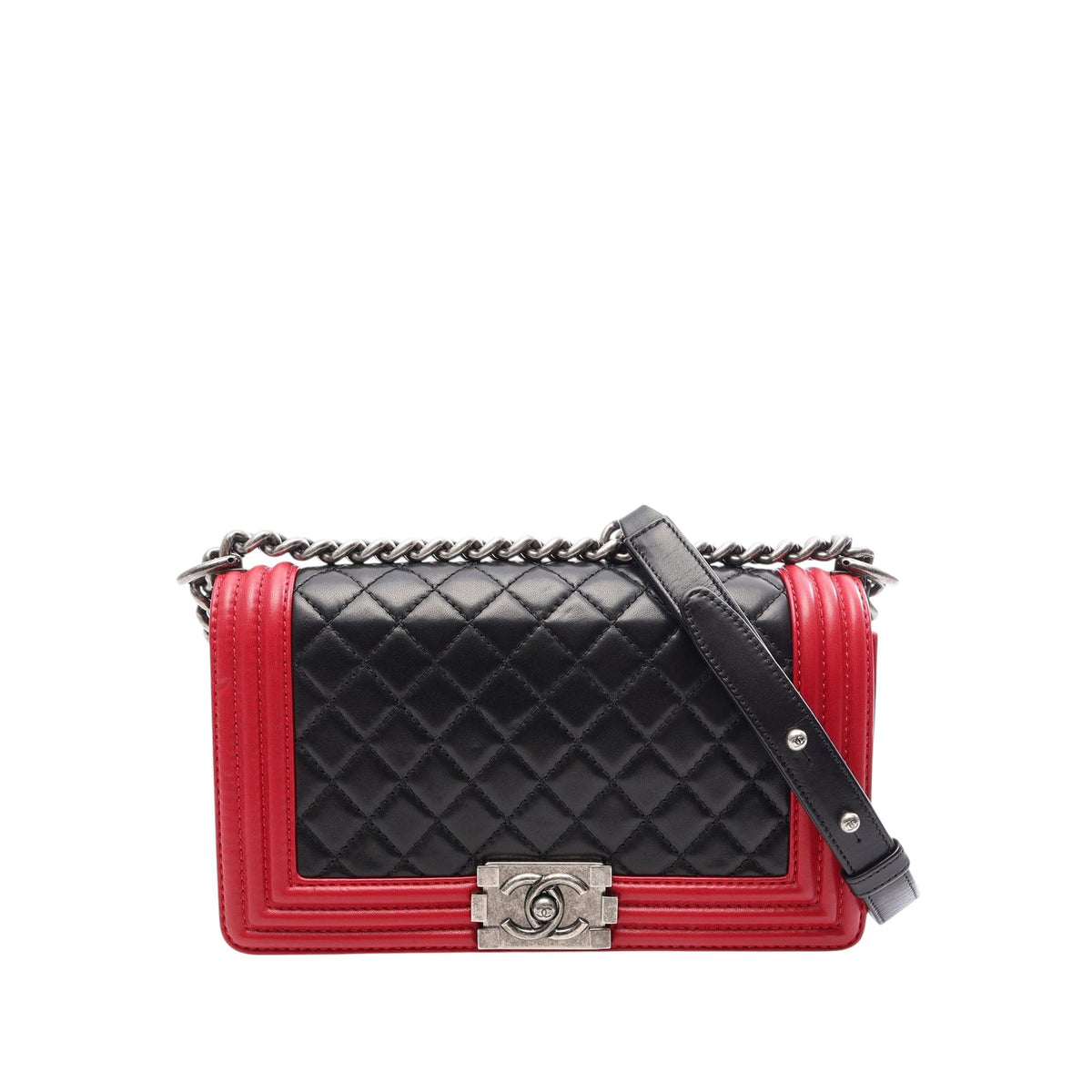Chanel Old Medium Bicolor Quilted Lambskin Boy Flap