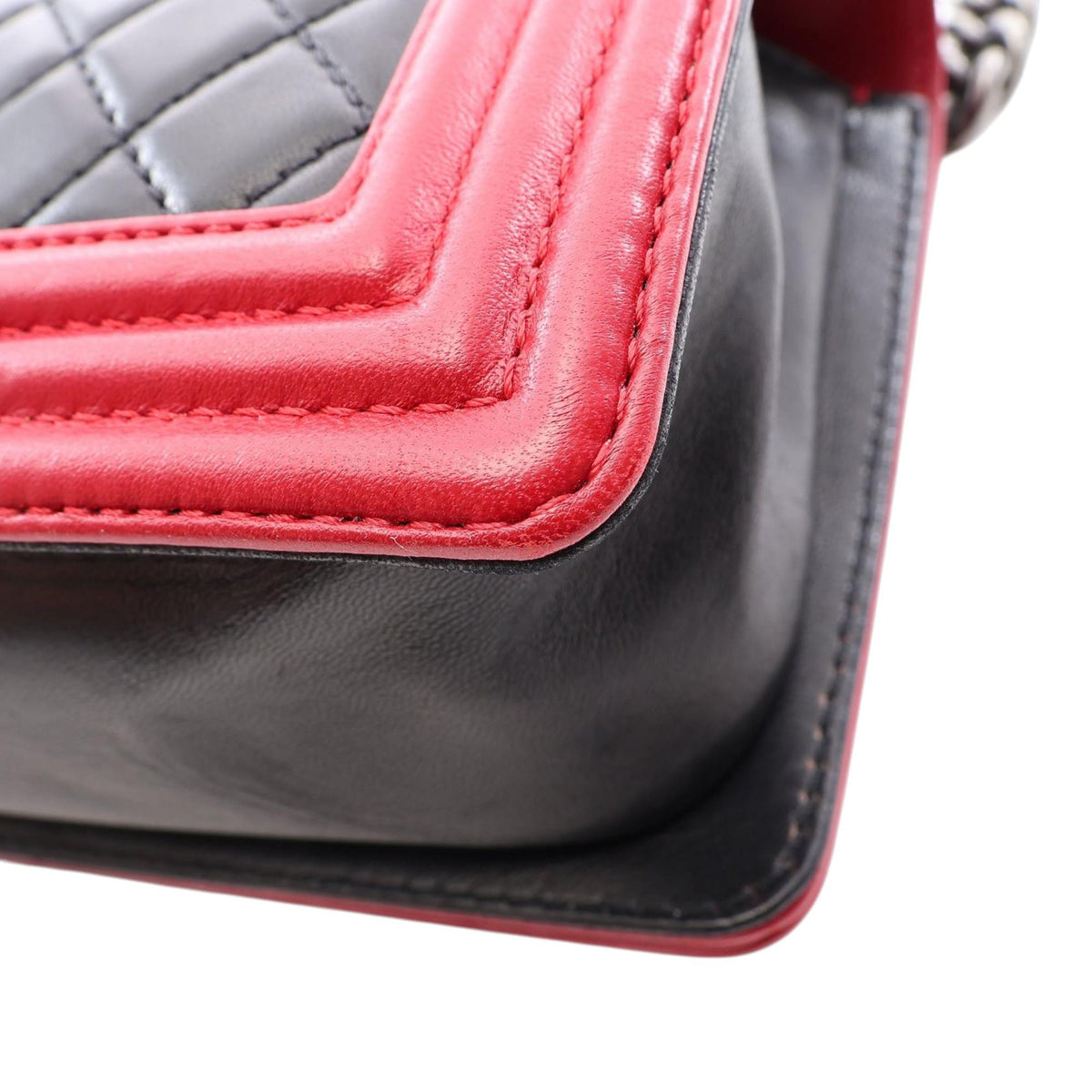 Chanel Old Medium Bicolor Quilted Lambskin Boy Flap