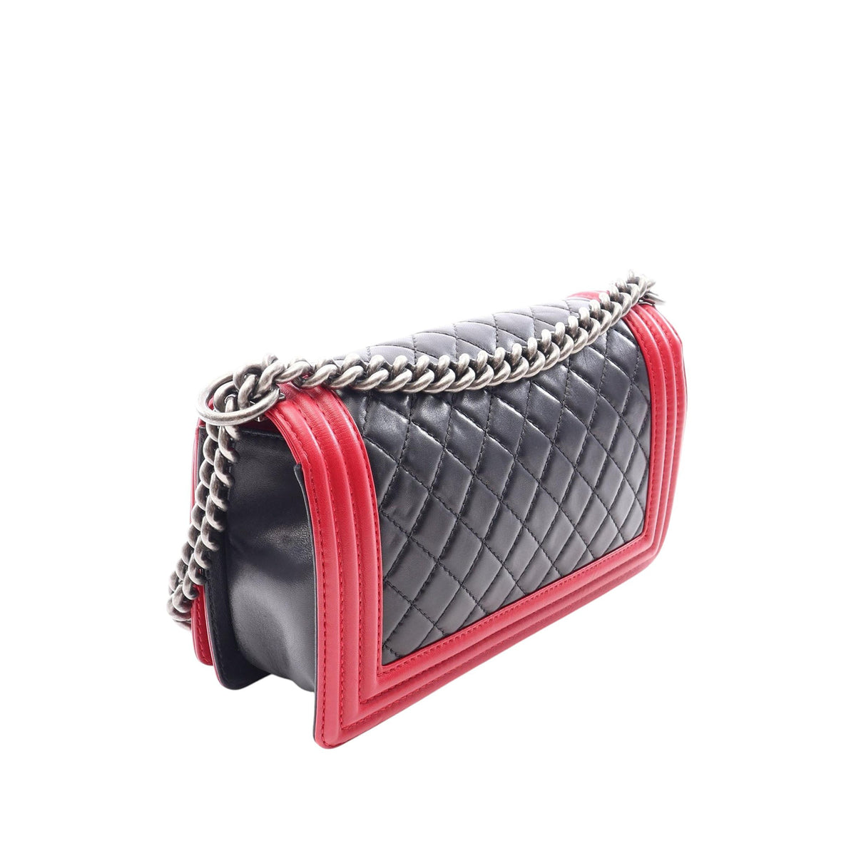 Chanel Old Medium Bicolor Quilted Lambskin Boy Flap