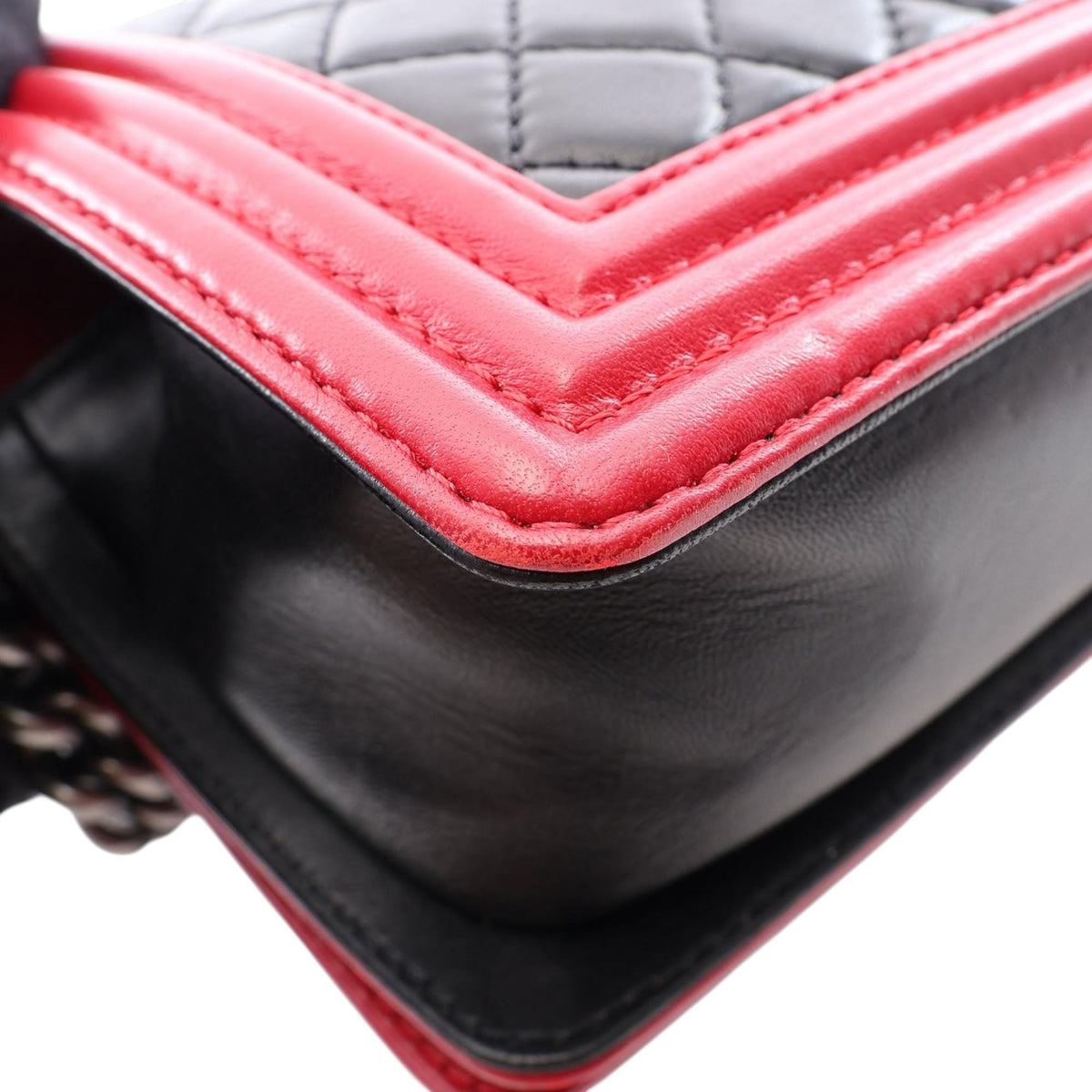 Chanel Old Medium Bicolor Quilted Lambskin Boy Flap