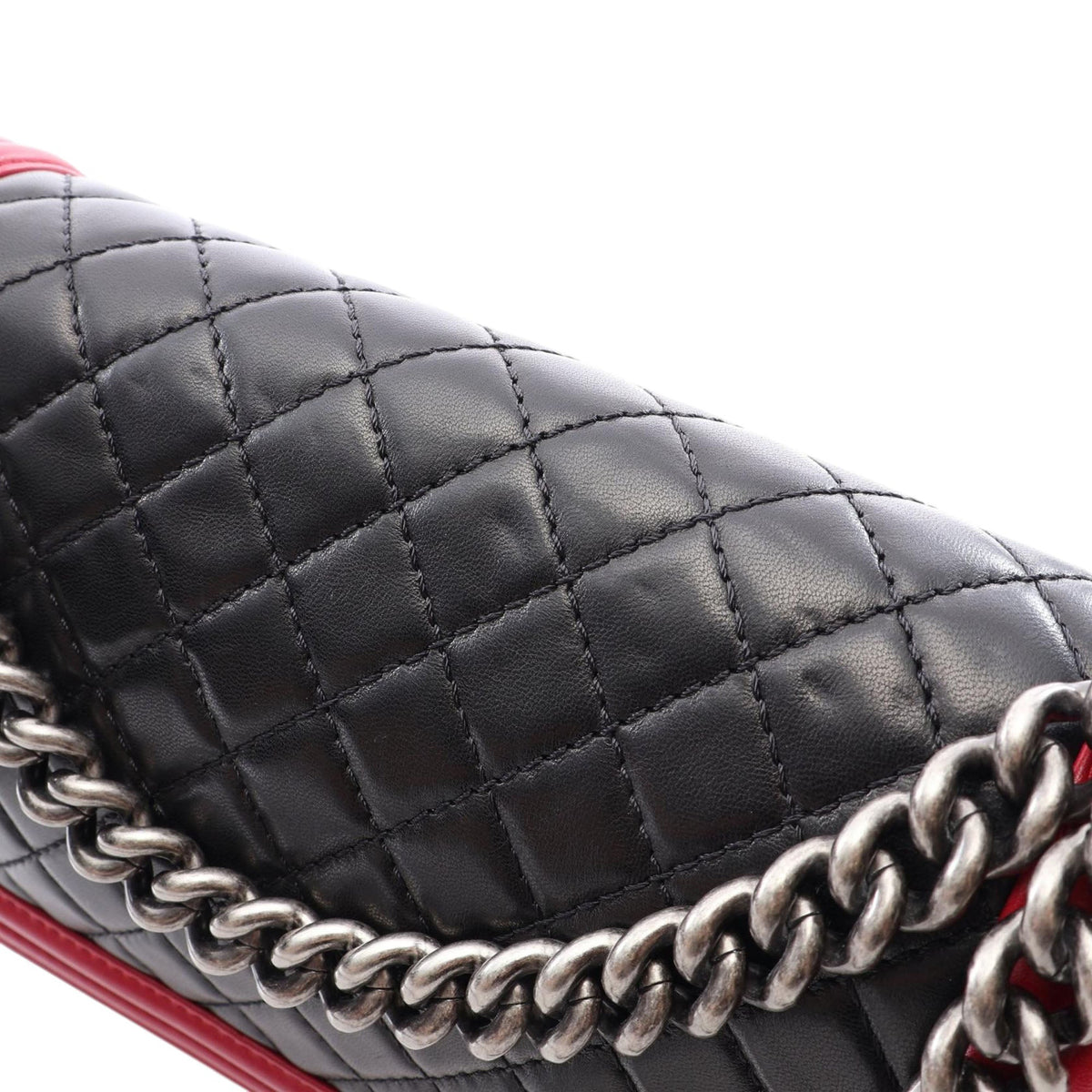 Chanel Old Medium Bicolor Quilted Lambskin Boy Flap