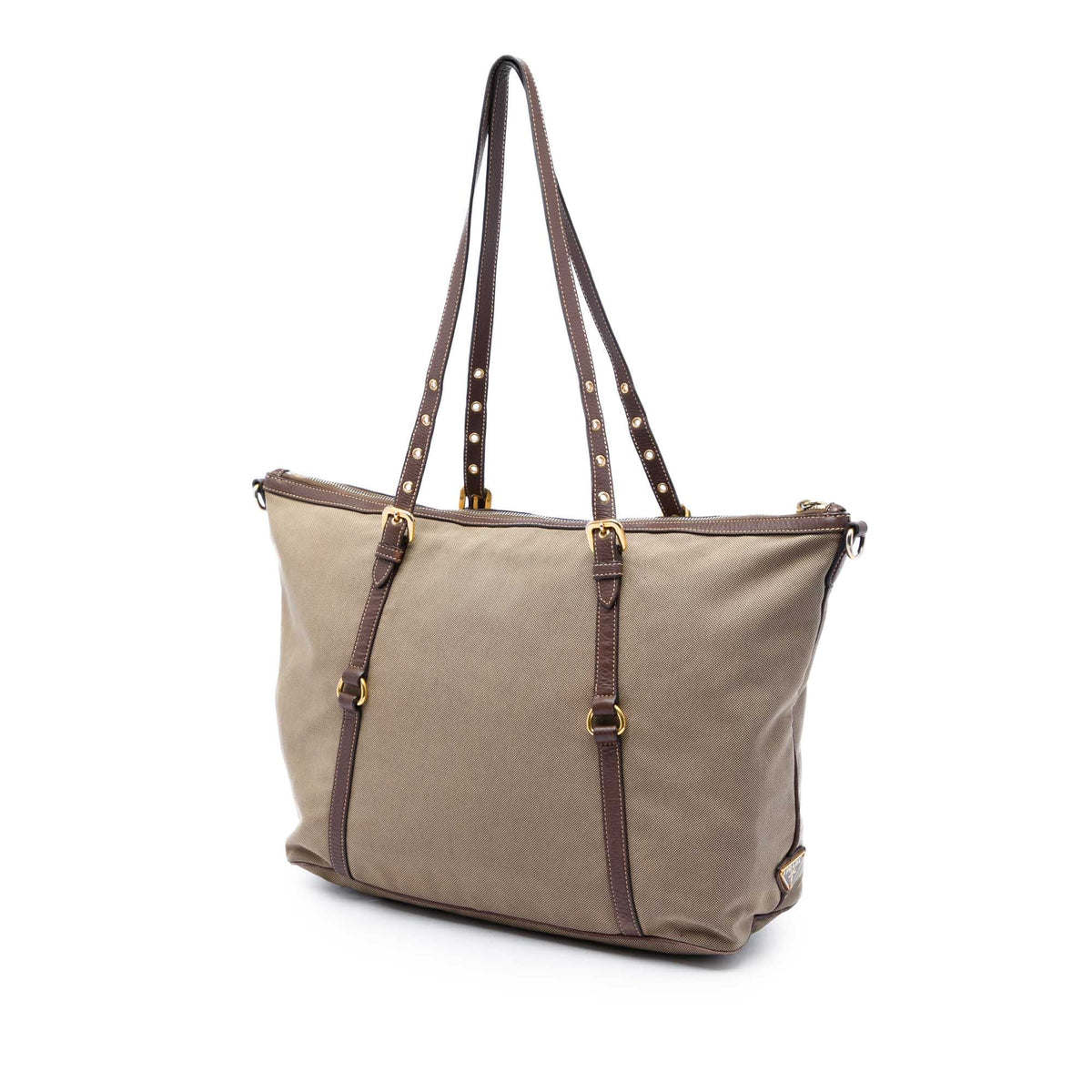 Prada Canvas Canapa Logo Satchel — Beige