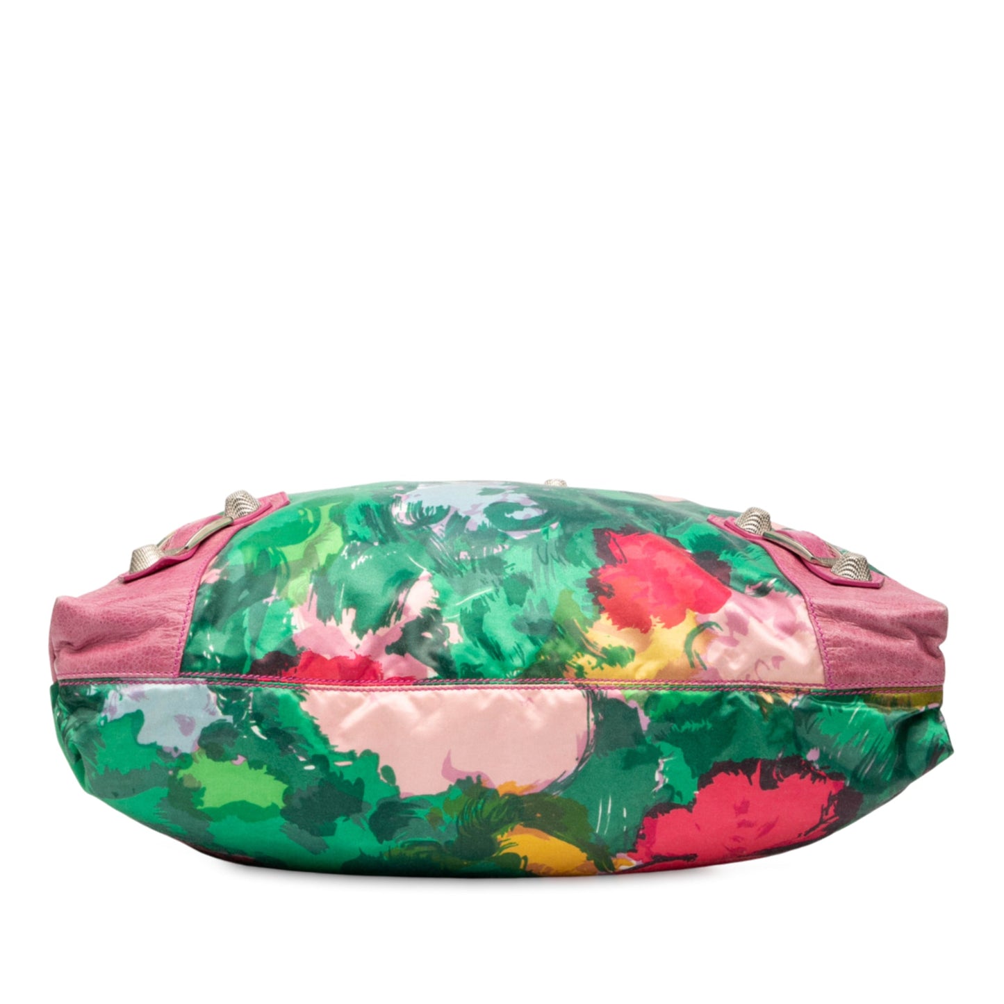 Balenciaga Lambskin and Satin Floral Print Motocross Giant 21 Brief Satchel