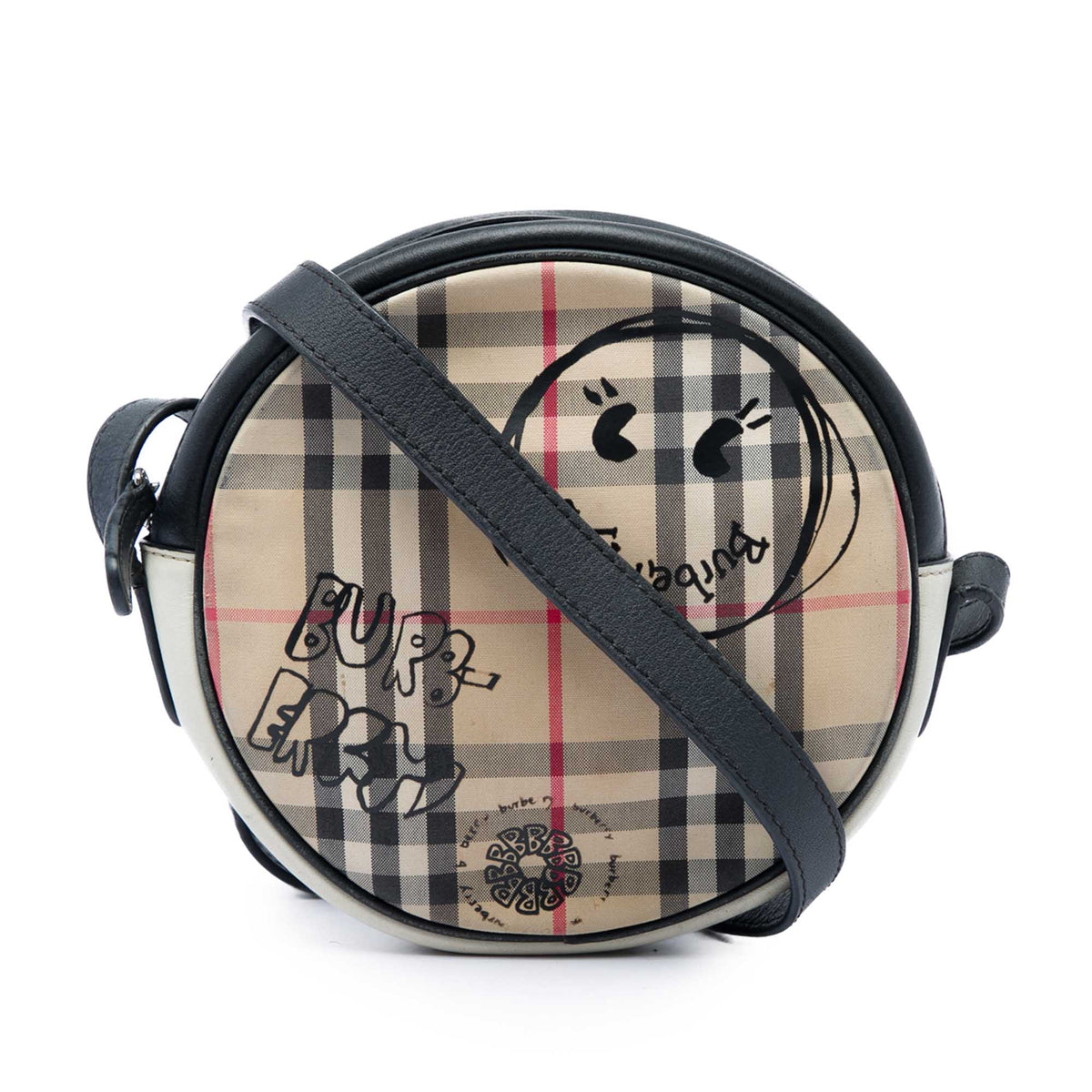 Burberry House Check Canvas and Calfskin Cartoon Print Round Crossbody
