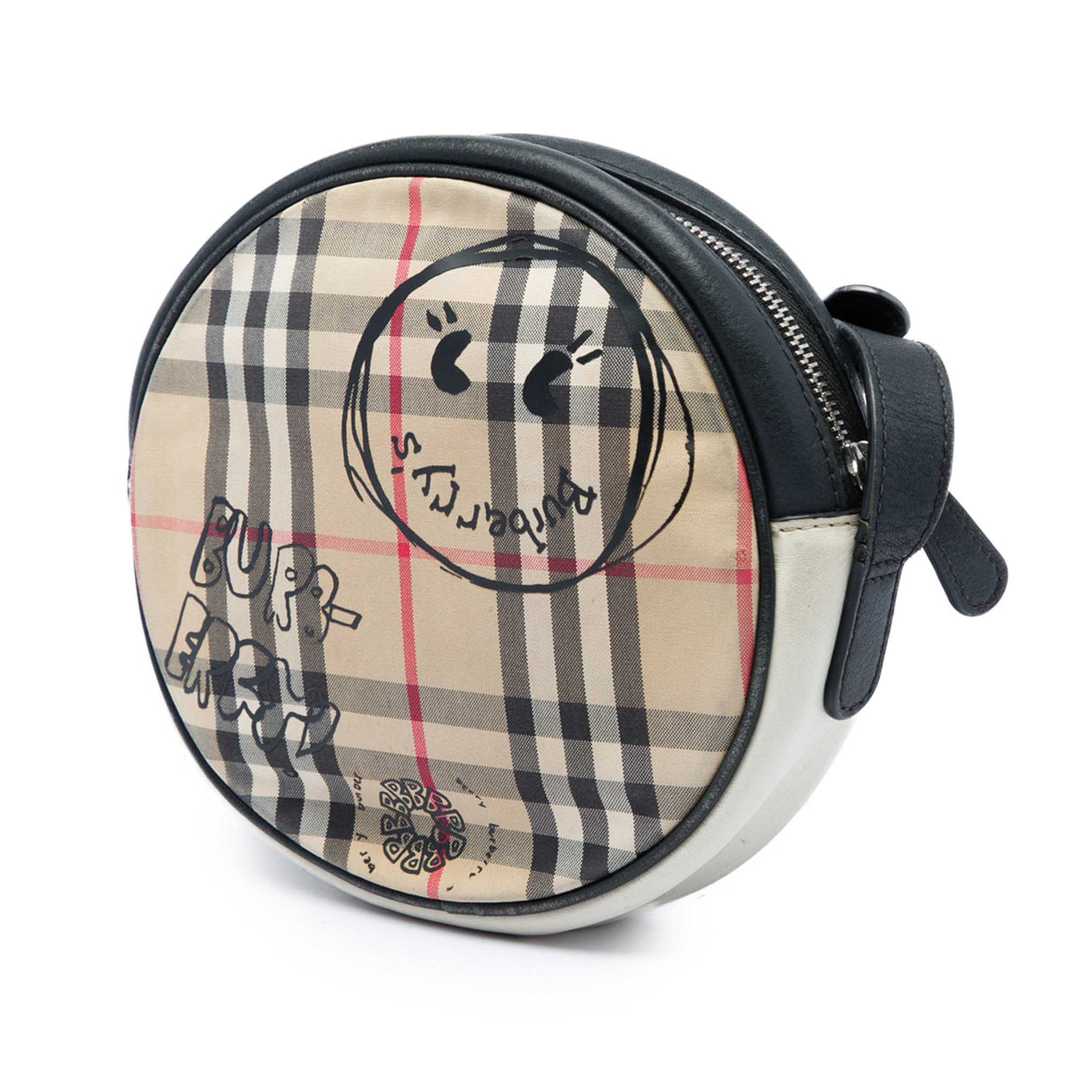 Burberry House Check Canvas and Calfskin Cartoon Print Round Crossbody