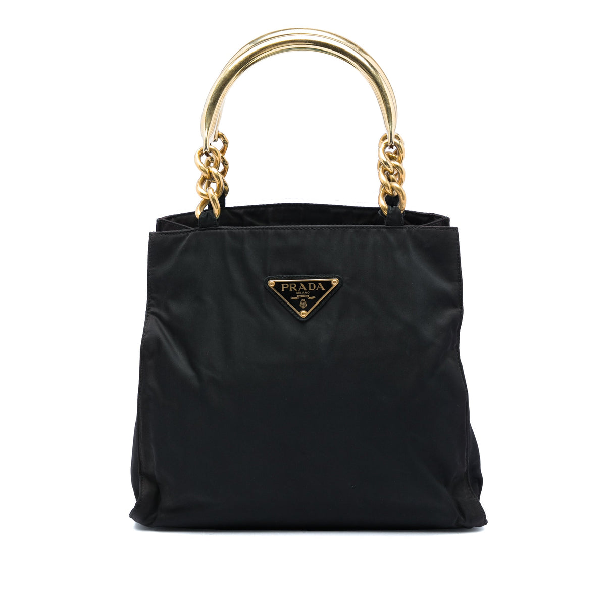 Prada Tessuto Metal Handle Bag