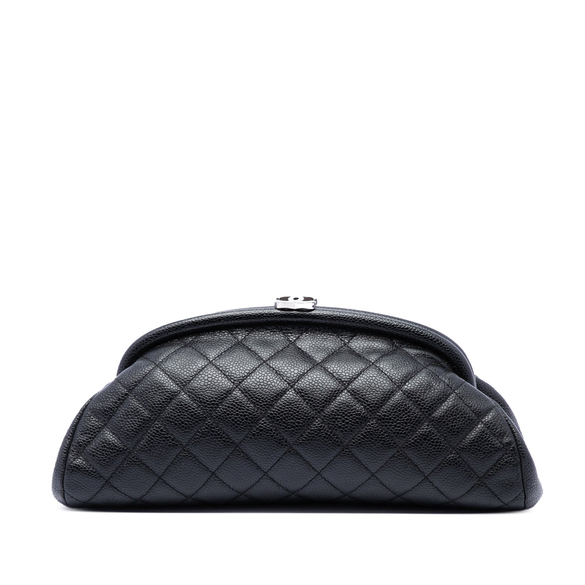 Chanel Quilted Caviar Timeless Kisslock Clutch — Black