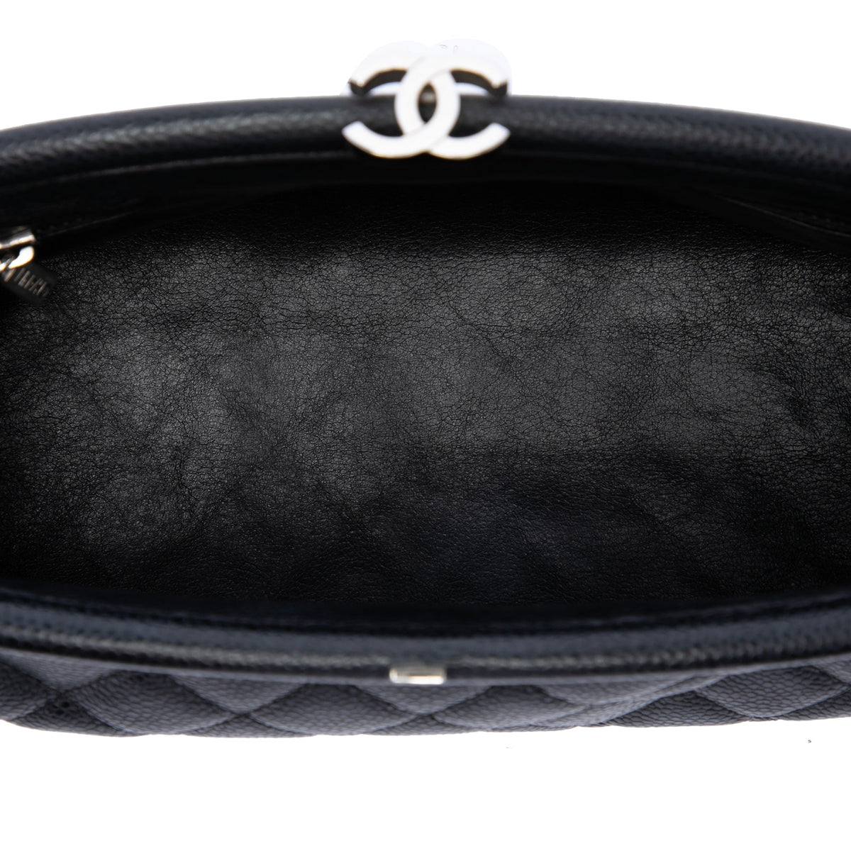 Chanel Quilted Caviar Timeless Kisslock Clutch — Black