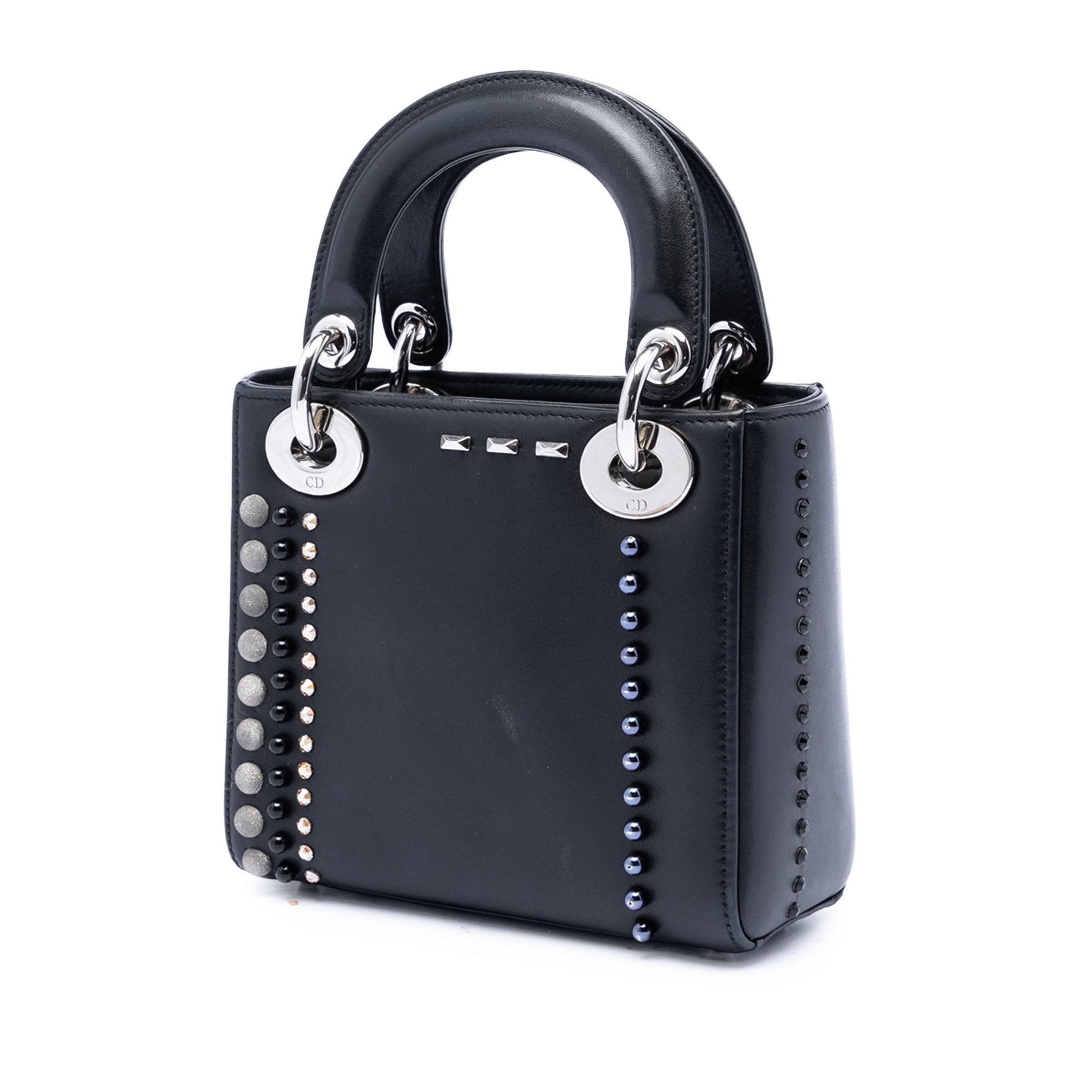 Dior Mini Lambskin Studded Crystal Pearl Lady Dior
