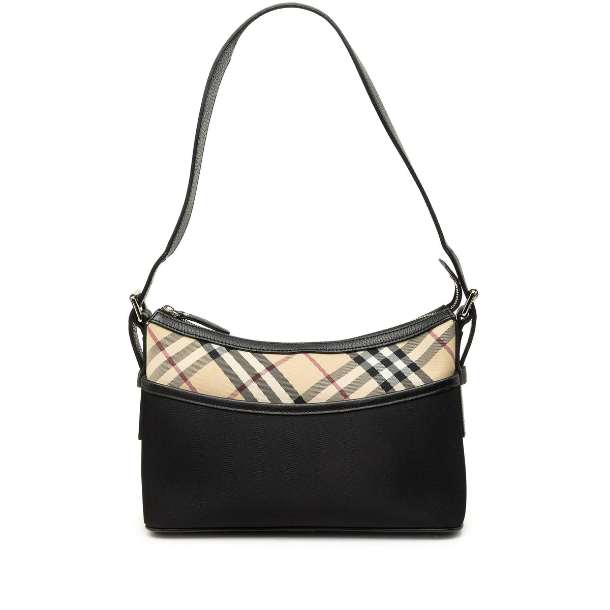 Burberry Nova Check Canvas Trimmed Nylon Shoulder Bag — Black