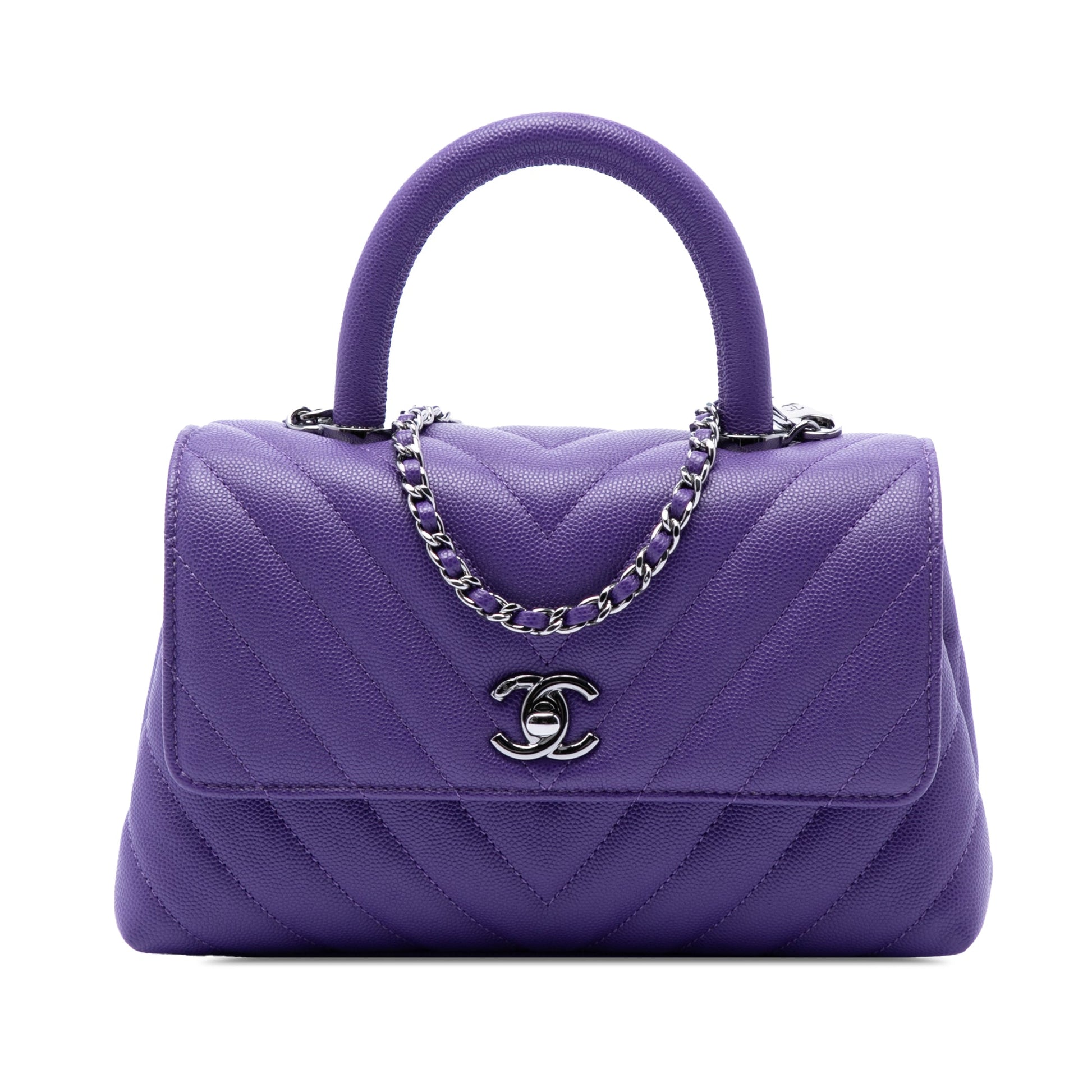Chanel Mini Chevron Caviar Coco Top Handle Bag