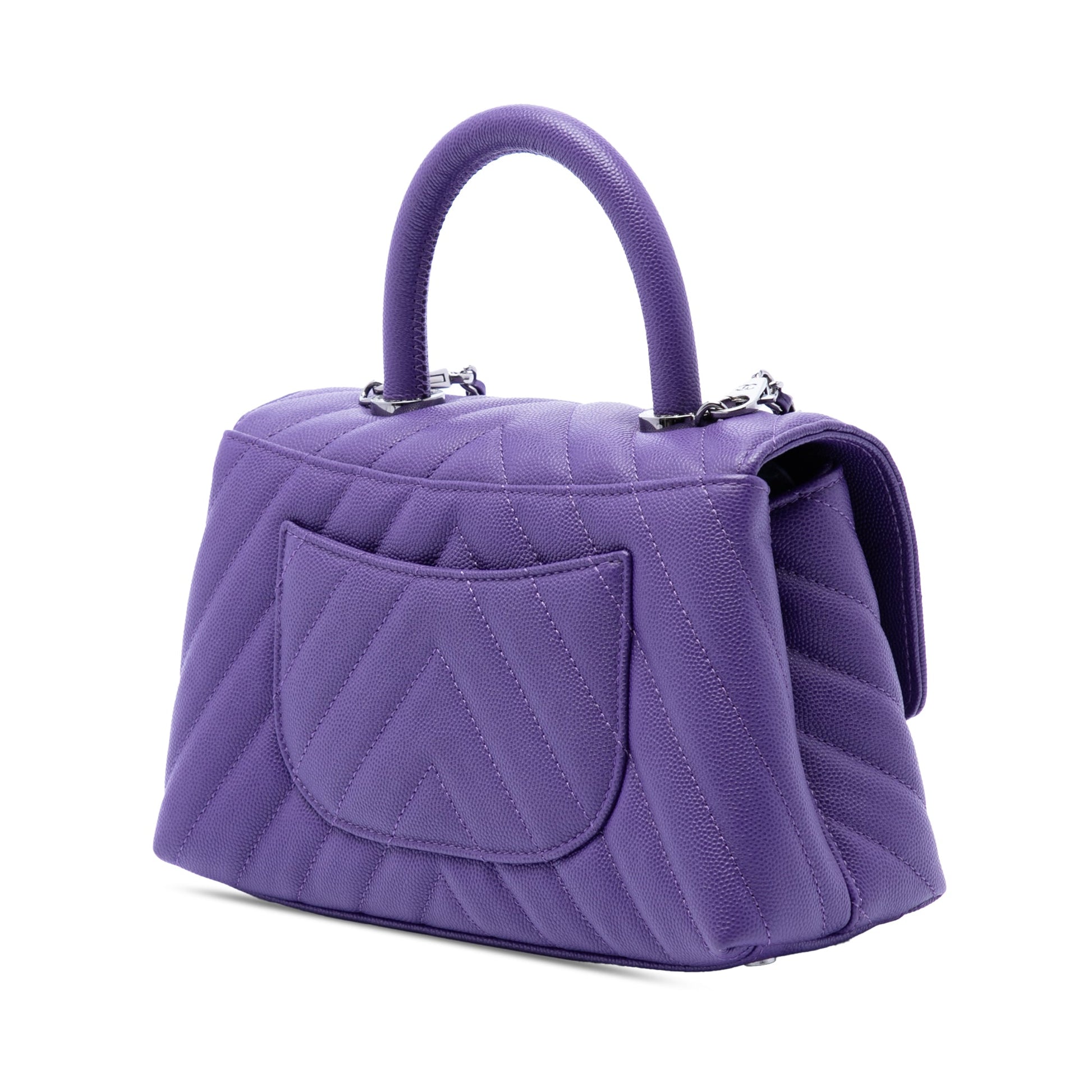 Chanel Mini Chevron Caviar Coco Top Handle Bag