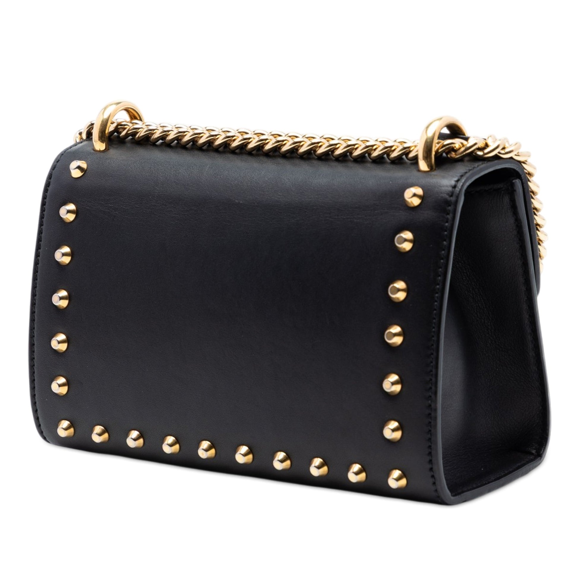 Gucci Small Pearl Studded Leather Padlock Crossbody