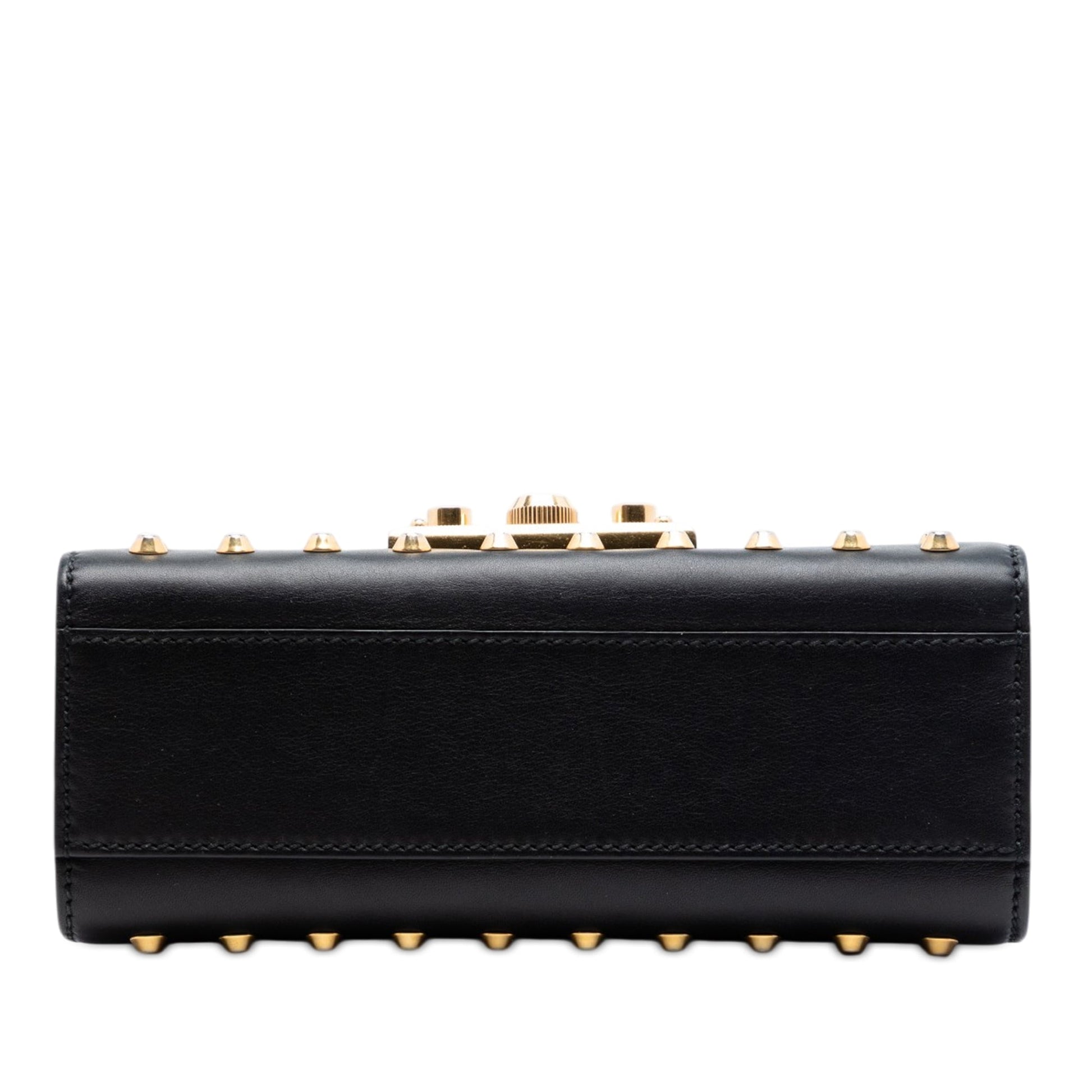 Gucci Small Pearl Studded Leather Padlock Crossbody