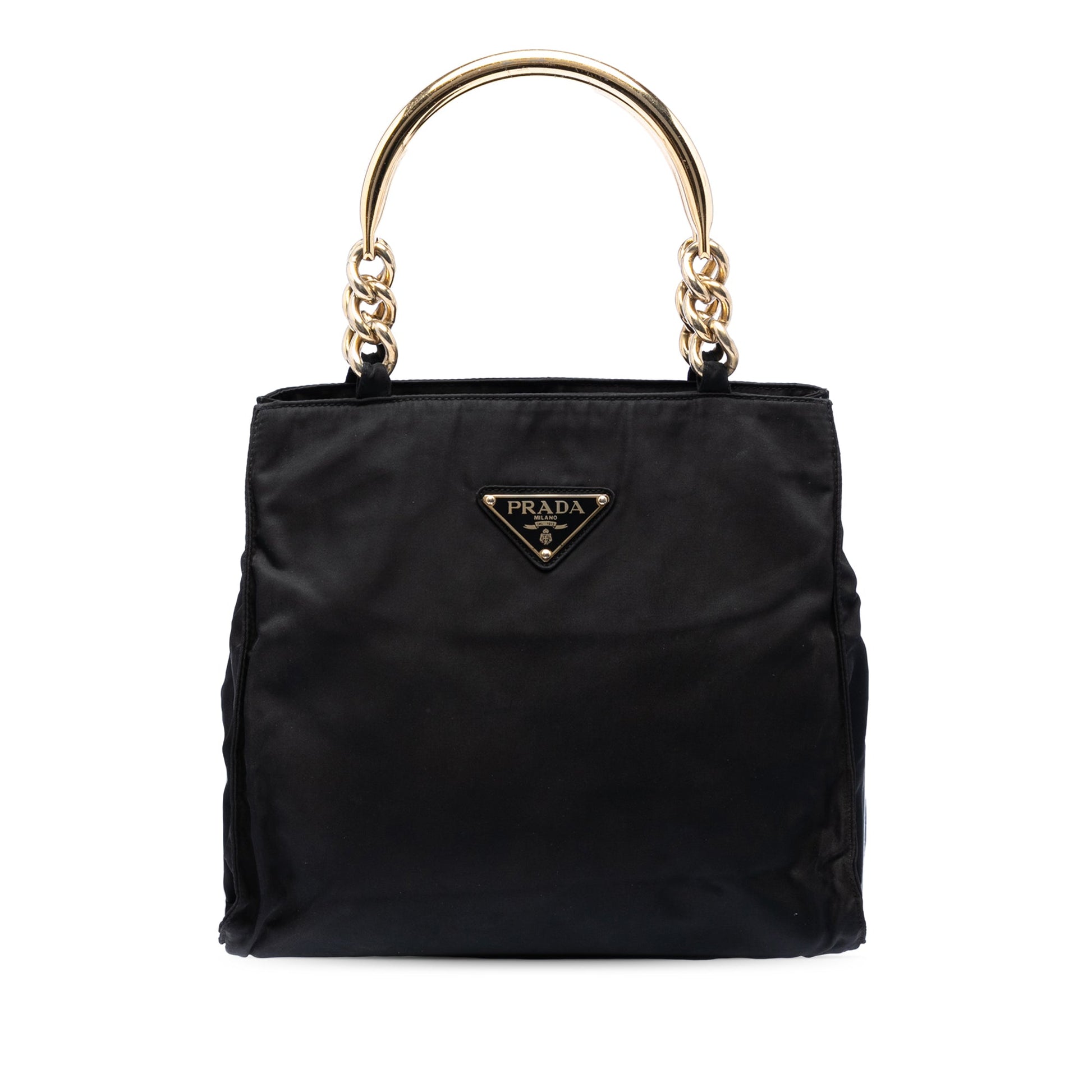 Prada Tessuto Metal Handle Bag