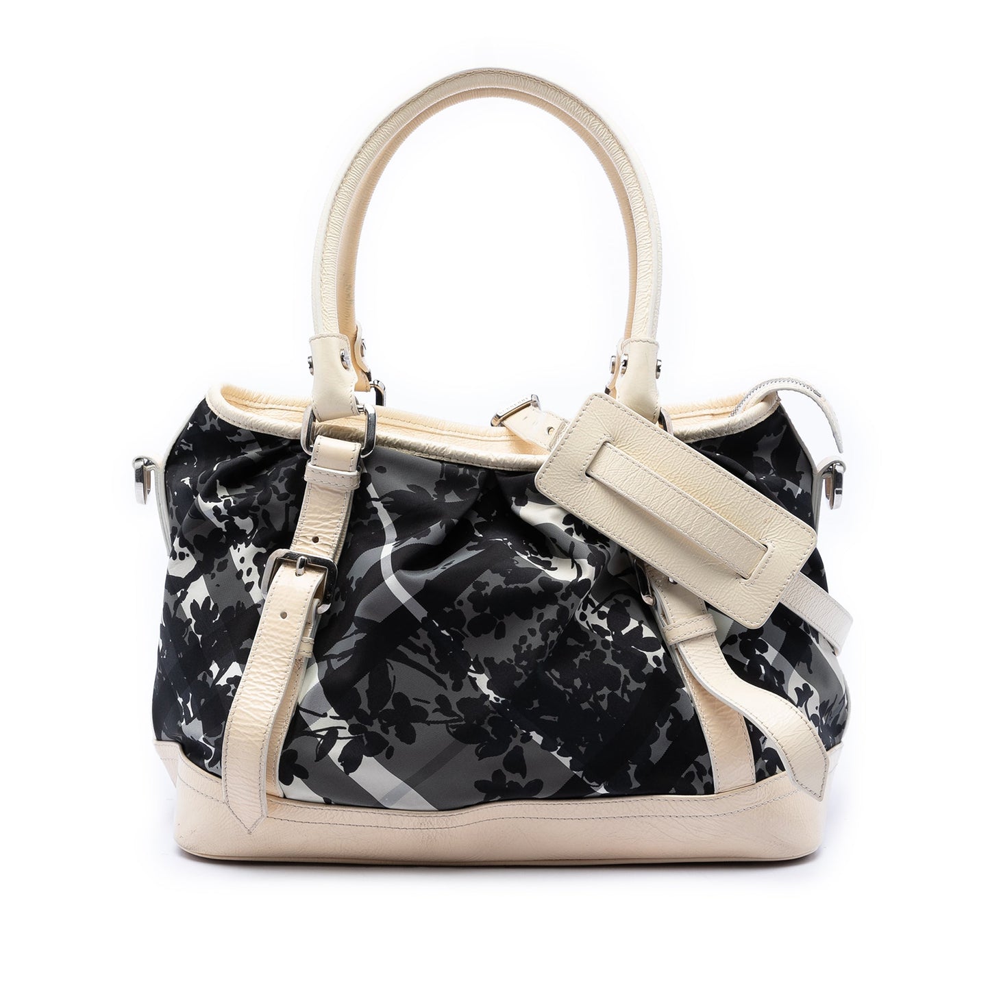 Burberry Floral Beat Check Nylon and Patent Satchel