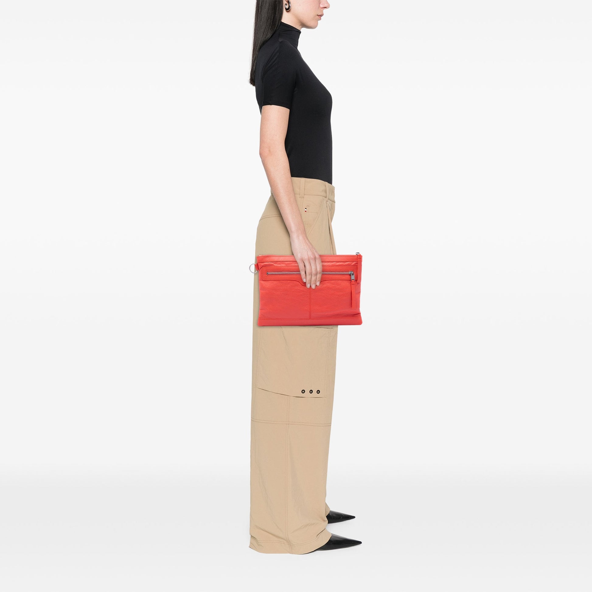 Balenciaga Lambskin Motocross Classic Clip M Clutch