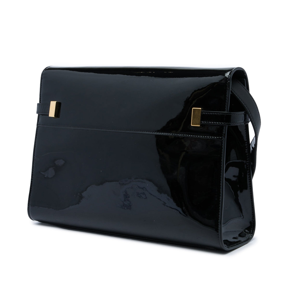 Saint Laurent Medium Patent Manhattan Shoulder Bag — Black