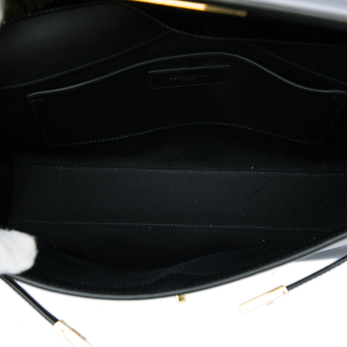 Saint Laurent Medium Patent Manhattan Shoulder Bag — Black