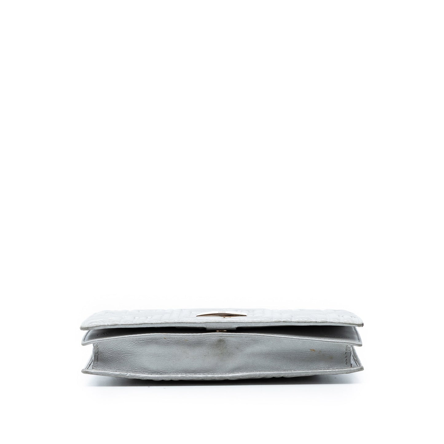Fendi Metallic Embossed Nappa Logo Chain Clutch