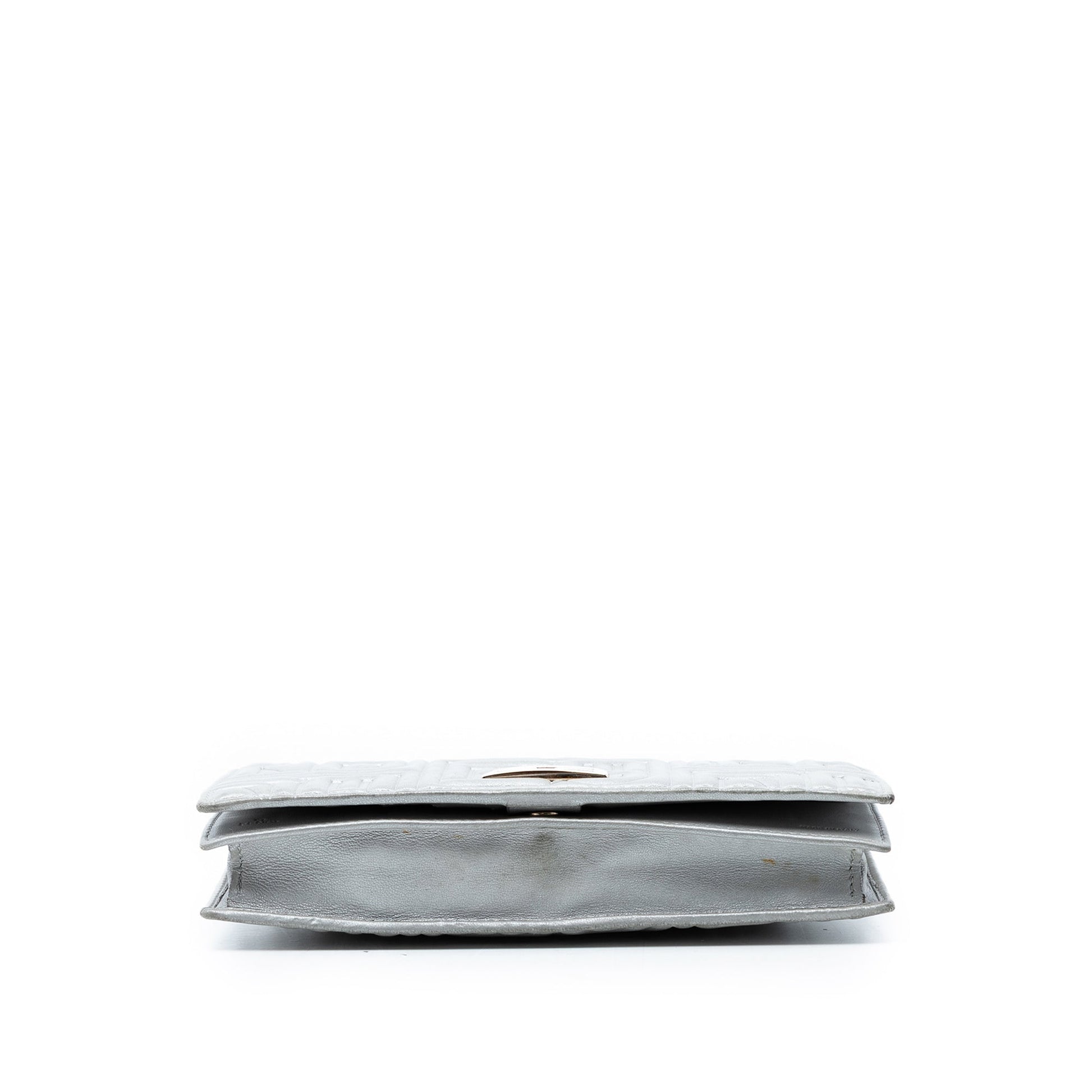 Fendi Metallic Embossed Nappa Logo Chain Clutch