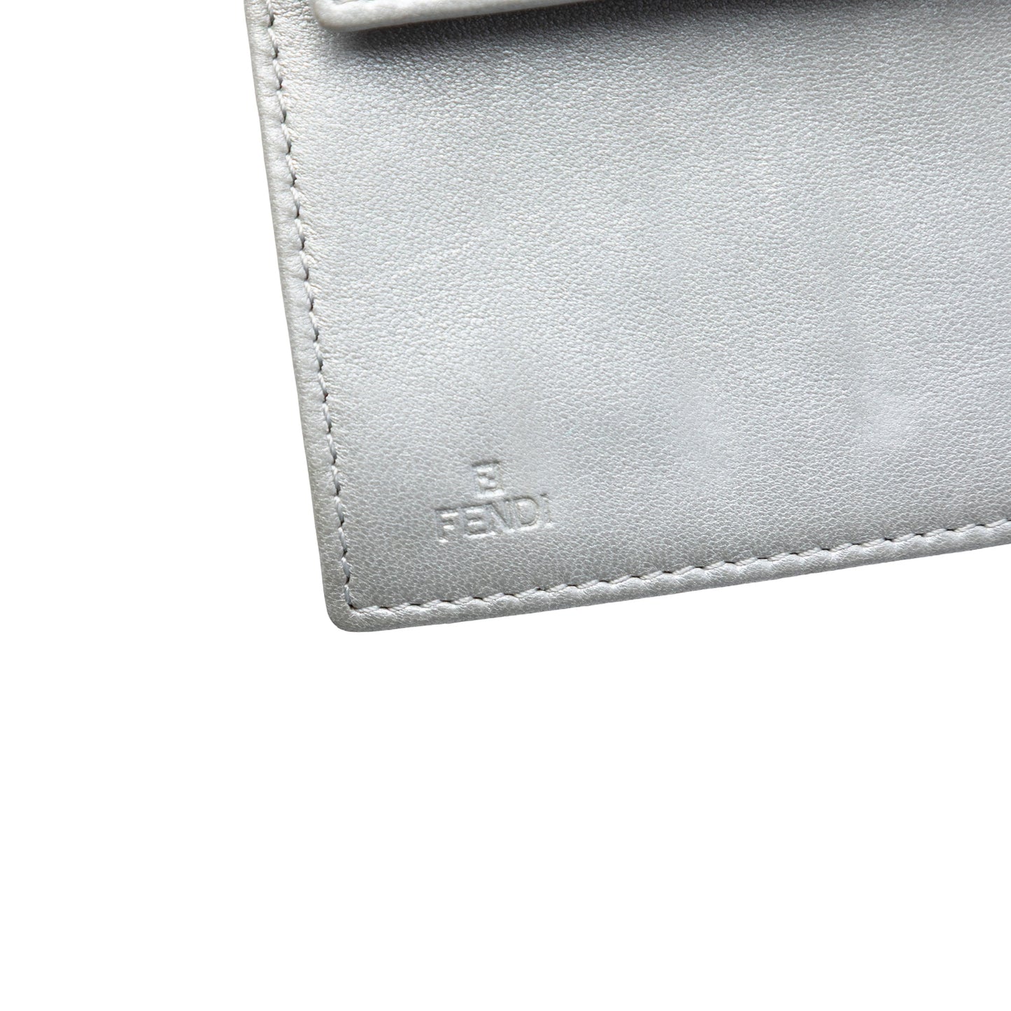 Fendi Metallic Embossed Nappa Logo Chain Clutch