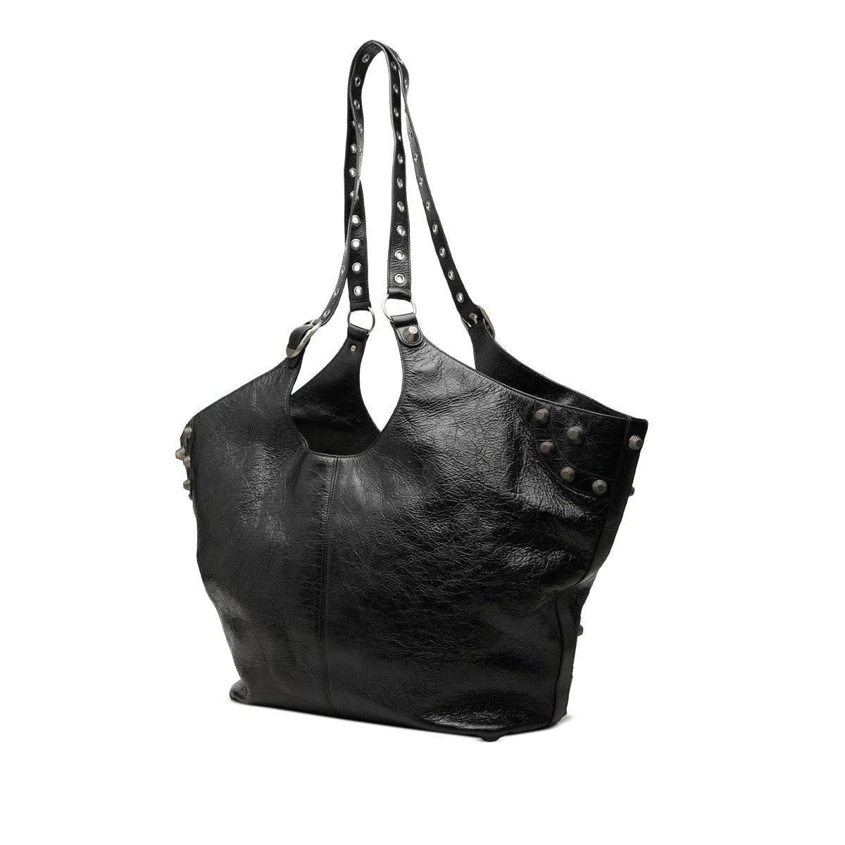 Balenciaga Large Arena Lambskin Motocross Le Cagole Carry All Tote — Black