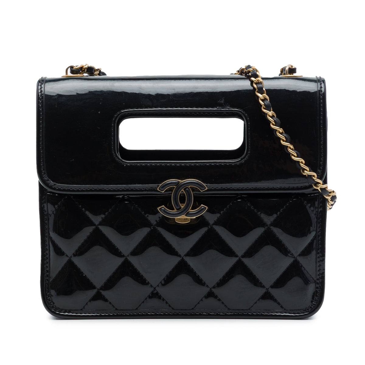 Chanel Mini Quilted Patent Graphic Catch Flap