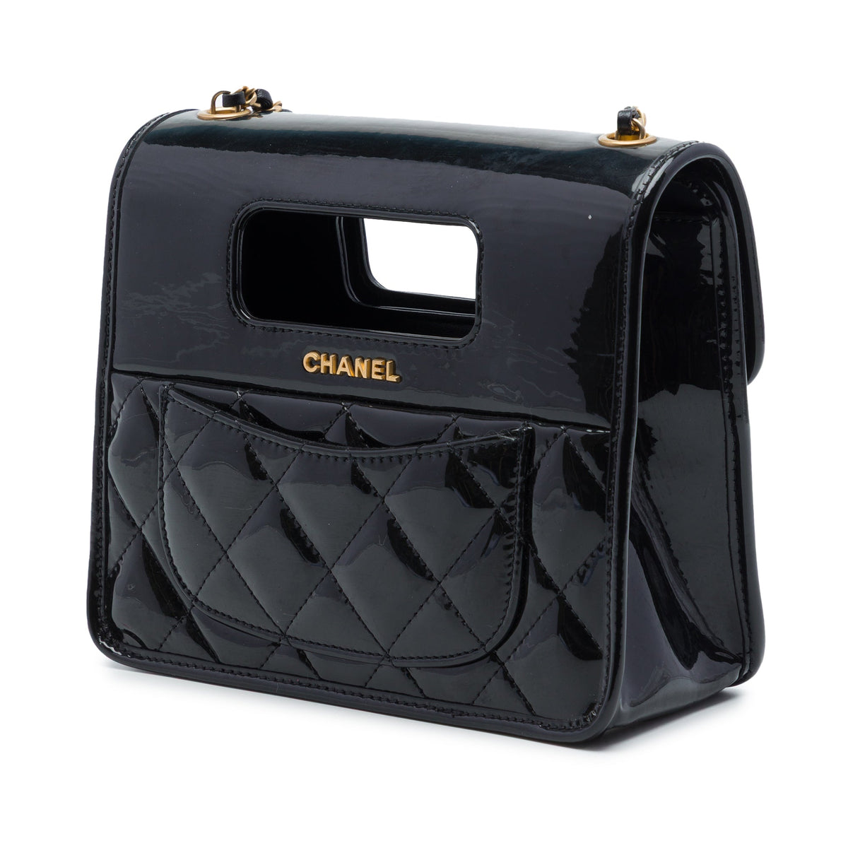 Chanel Mini Quilted Patent Graphic Catch Flap