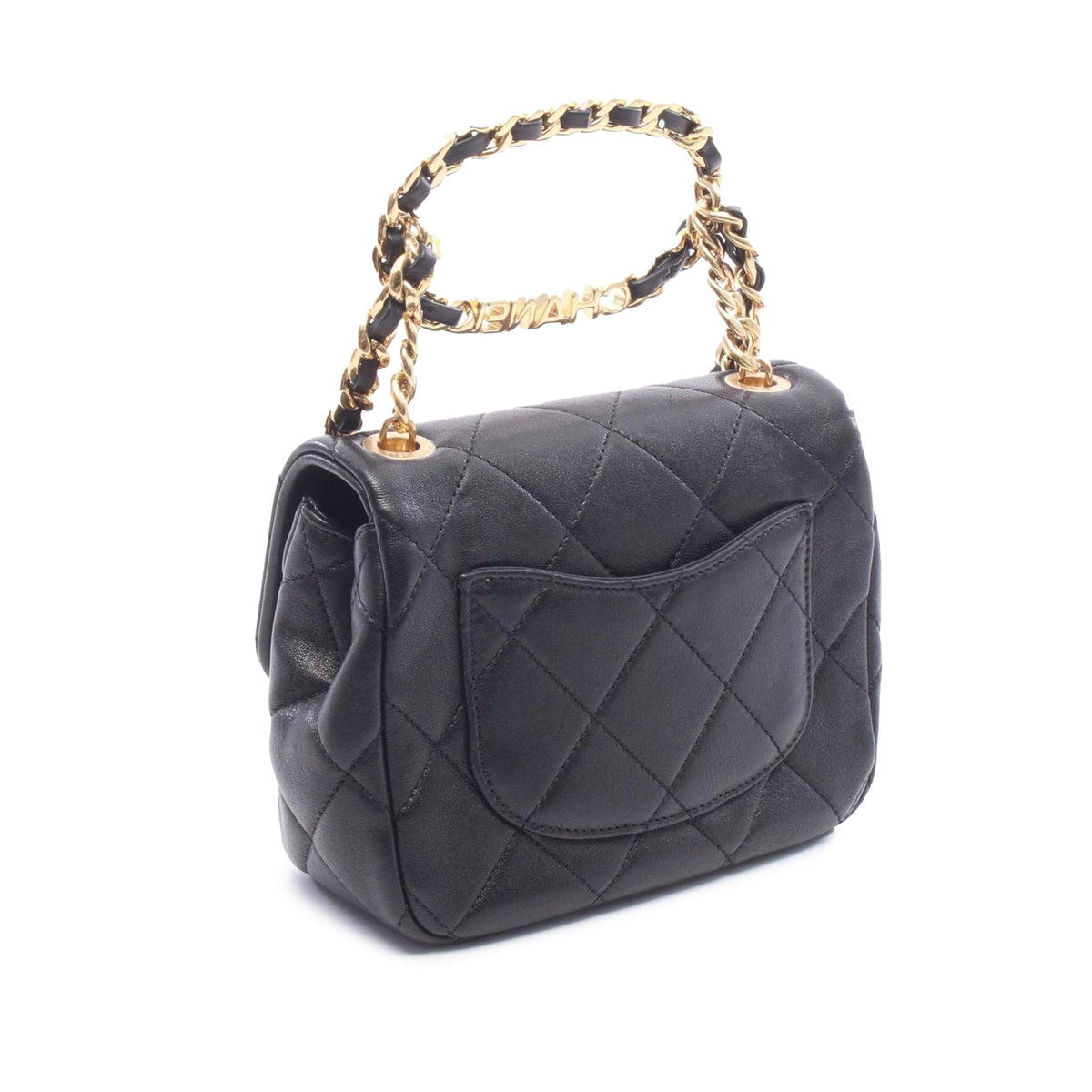 Chanel Mini Quilted Lambskin Round Top Handle Flap — Black