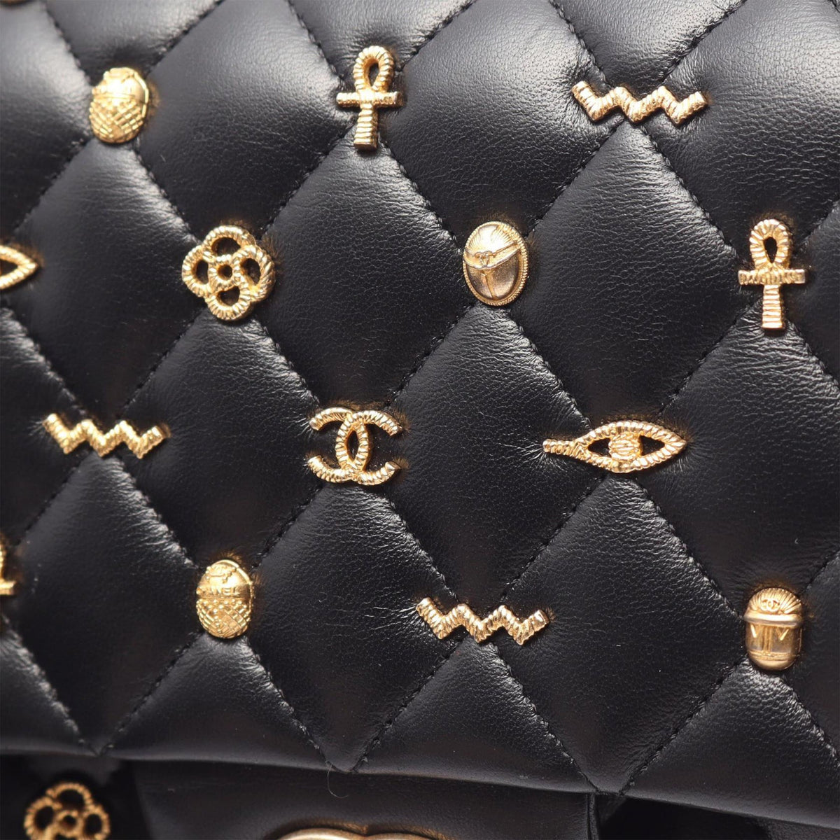 Chanel Medium Classic Lambskin Egyptian Amulet Charms Double Flap