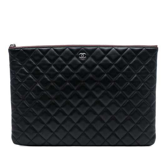 Chanel Large Quilted Lambskin O Case Clutch