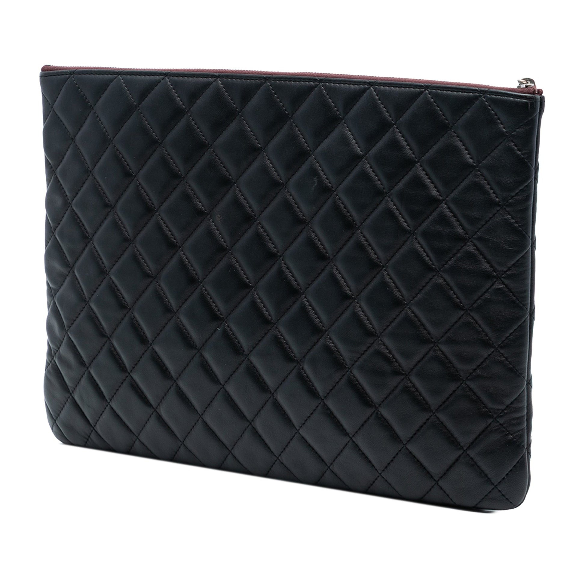 Chanel Large Quilted Lambskin O Case Clutch