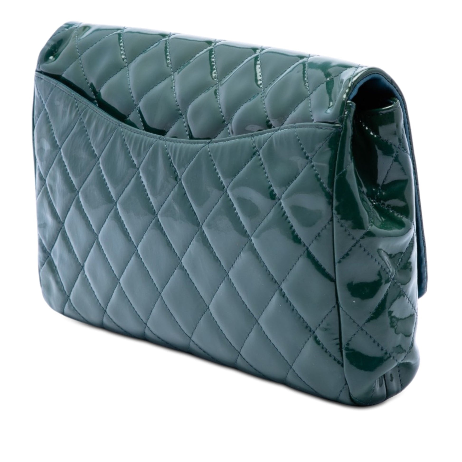 Chanel CC Quilted Patent Clutch With Chain