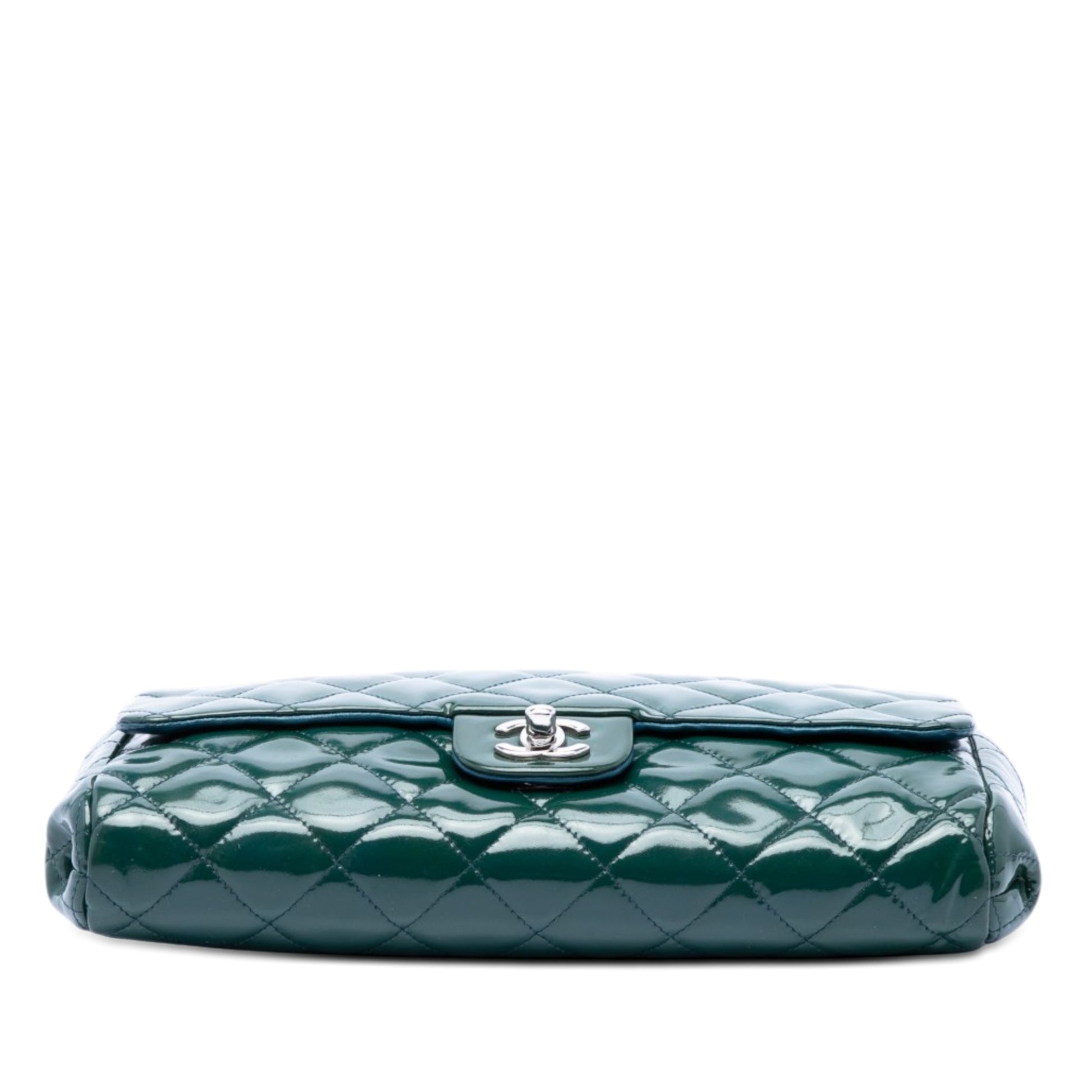 Chanel CC Quilted Patent Clutch With Chain