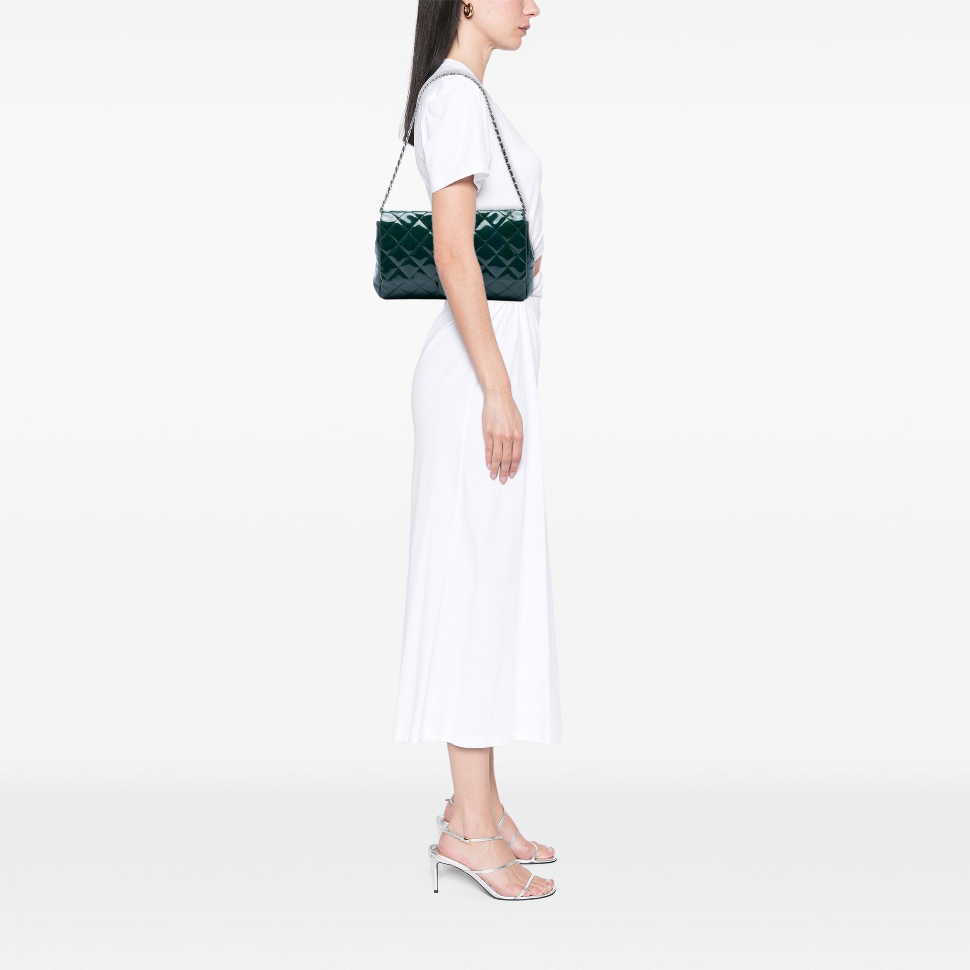 Chanel CC Quilted Patent Clutch With Chain