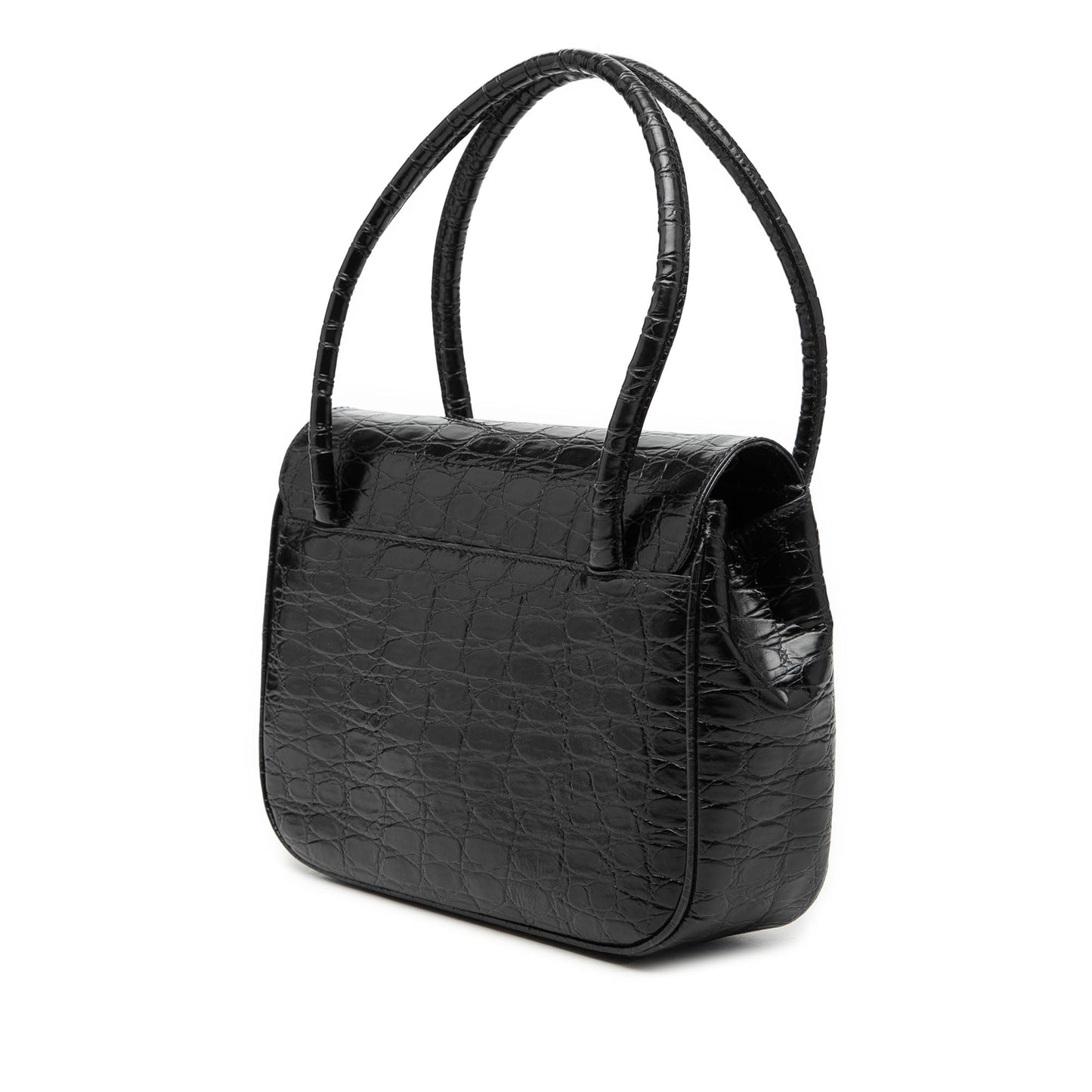 Croc Embossed Vara Bow Top Handle Bag