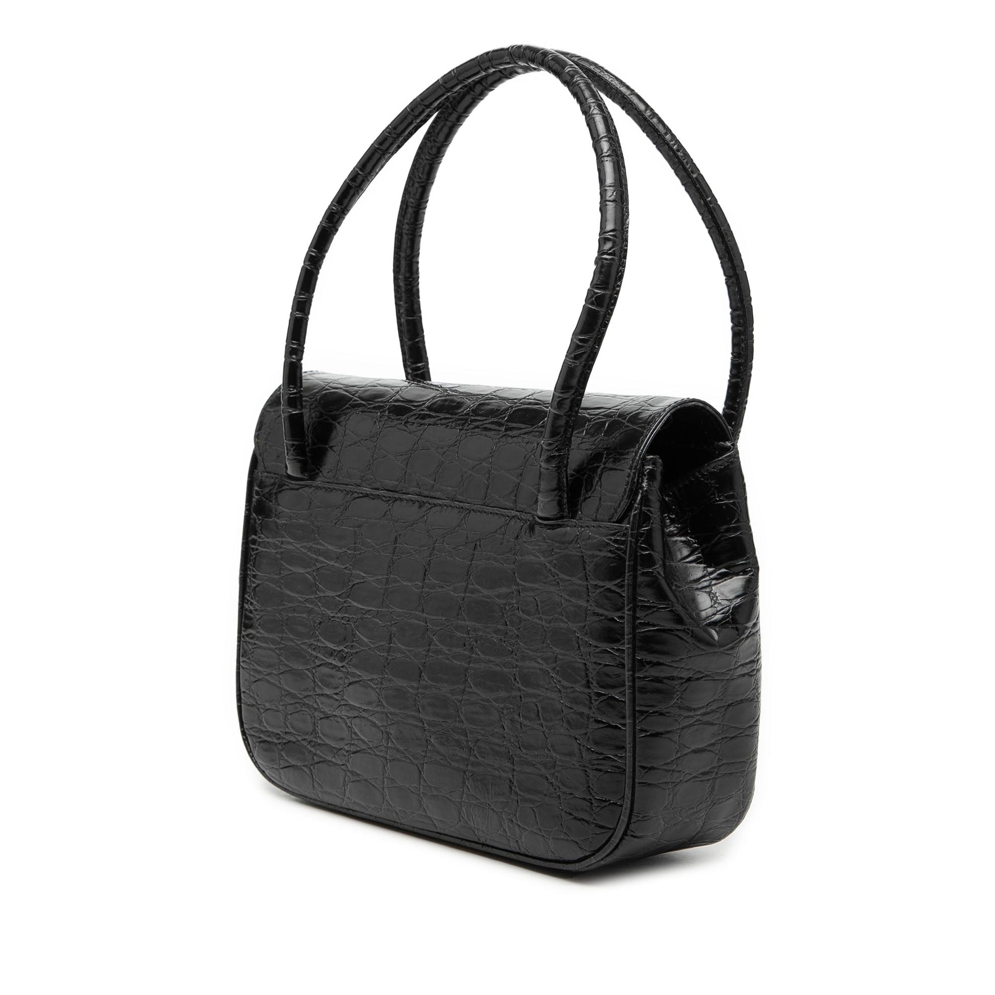 Croc Embossed Vara Bow Top Handle Bag