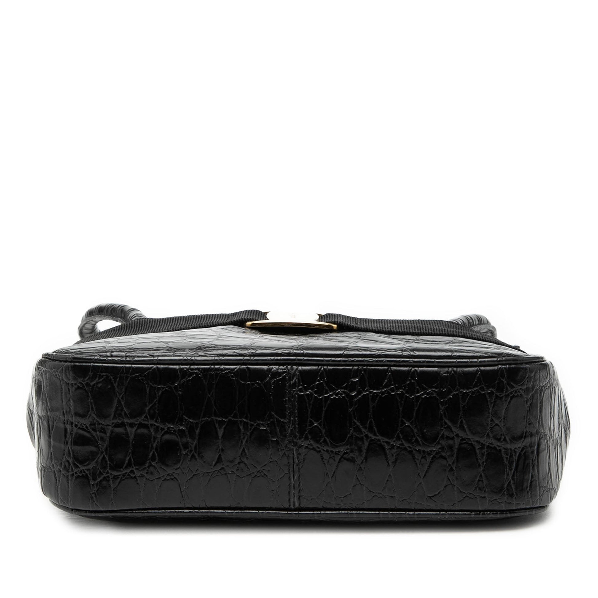 Croc Embossed Vara Bow Top Handle Bag