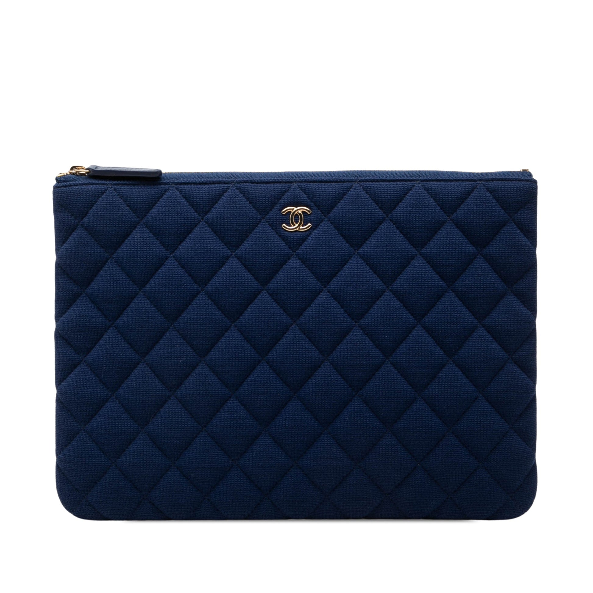 Chanel Medium Quilted Jersey O Case Clutch