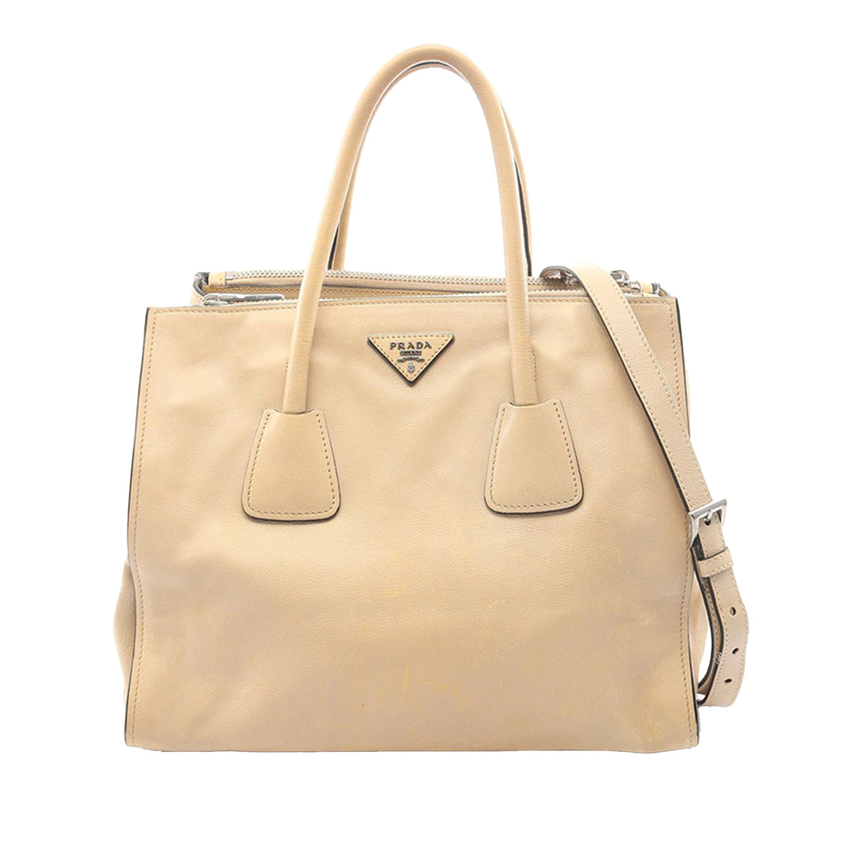 Prada City Calf Double Zip Satchel