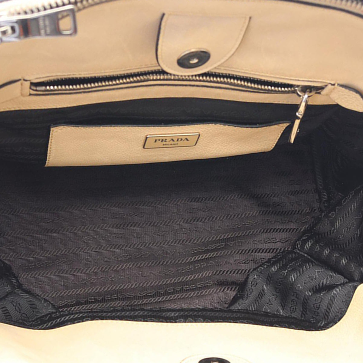 Prada City Calf Double Zip Satchel
