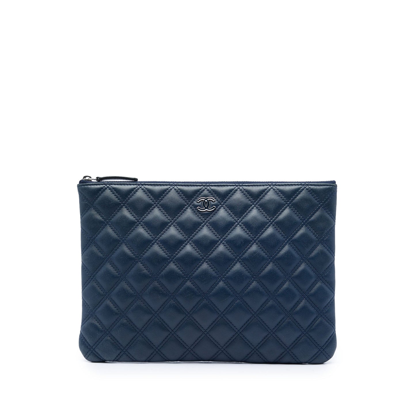 Chanel Medium Quilted Lambskin Double Stitch O Case Clutch