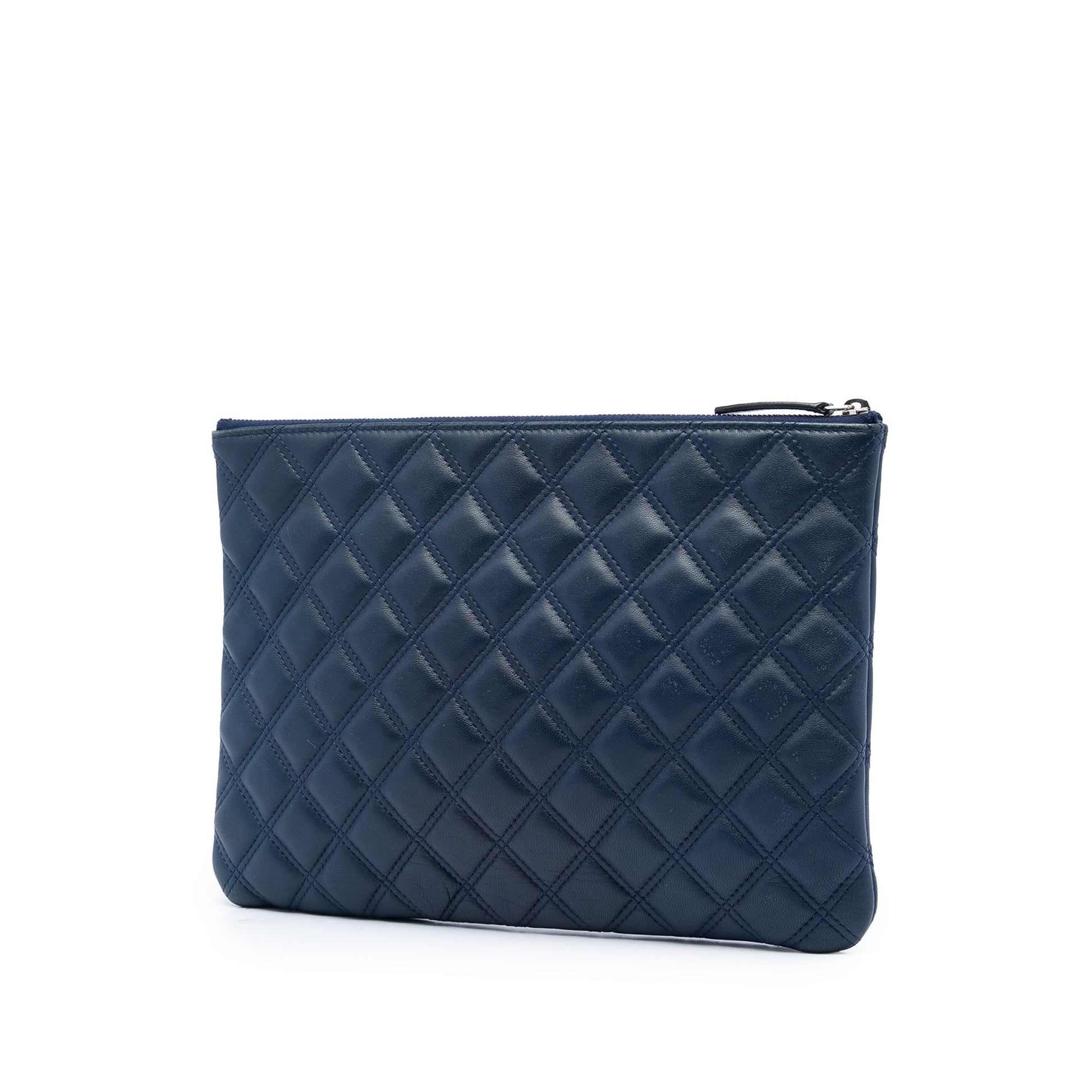 Chanel Medium Quilted Lambskin Double Stitch O Case Clutch