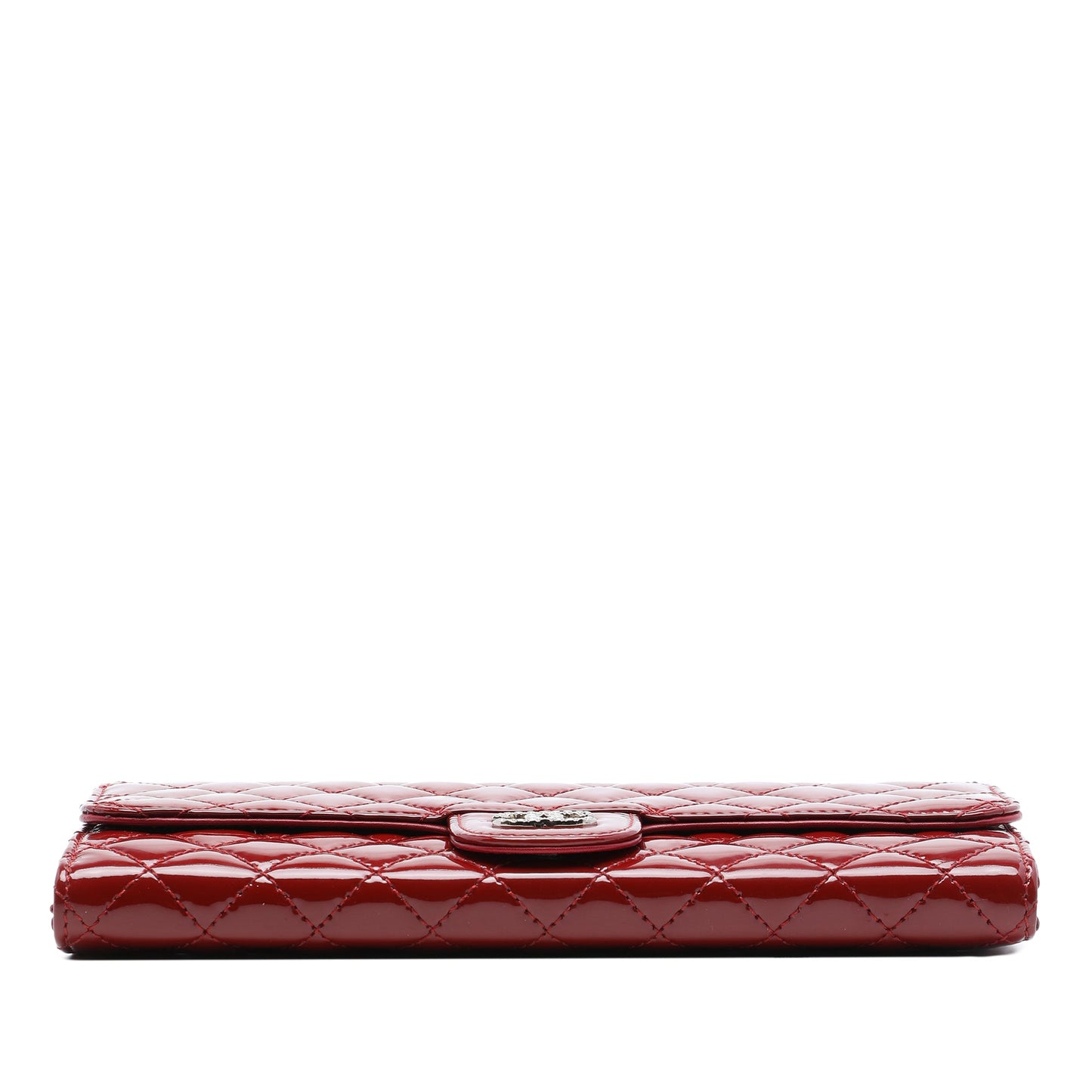 Chanel Quilted Patent Brilliant East West Flap Clutch with Chain
