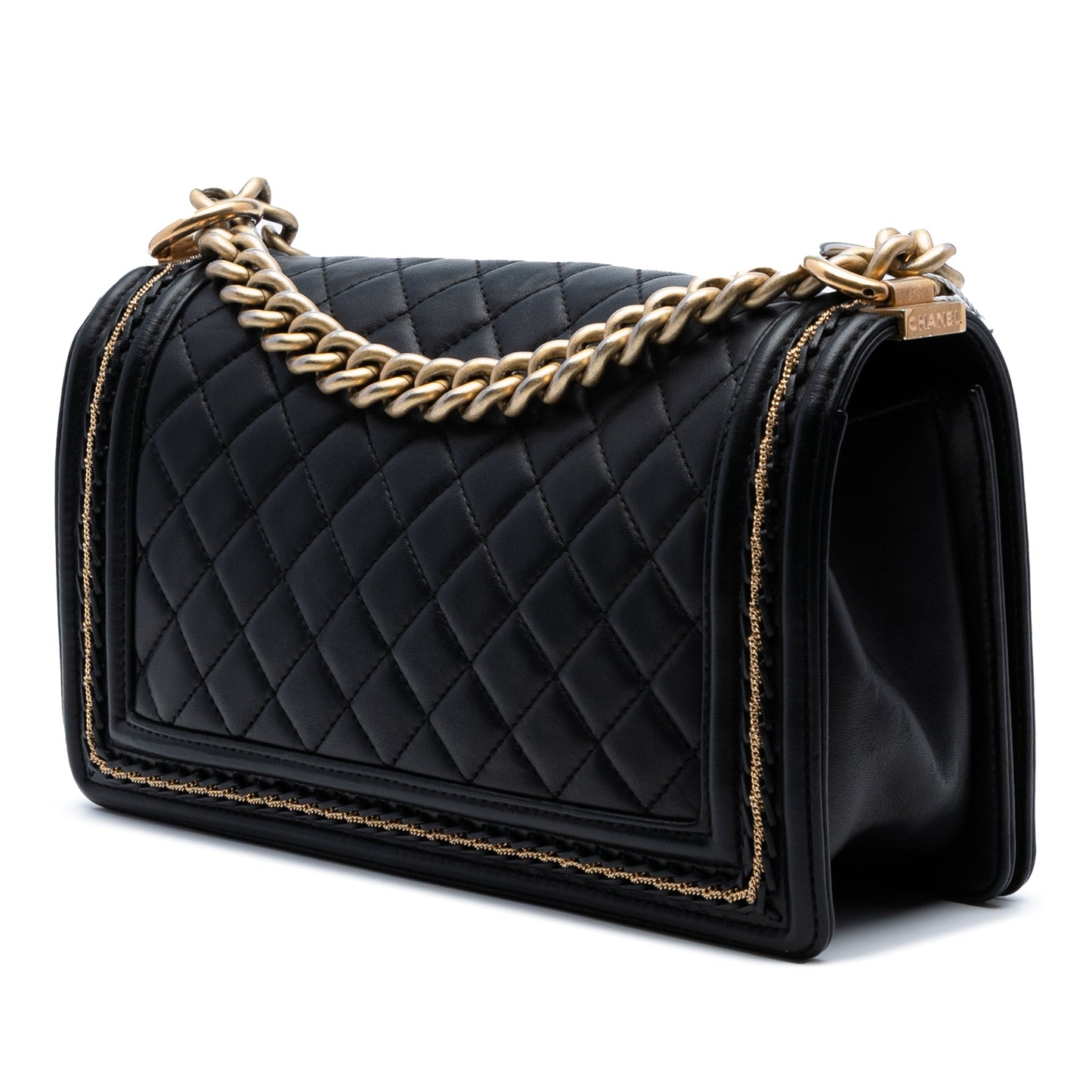 Chanel Old Medium Quilted Lambskin Chain Boy Flap
