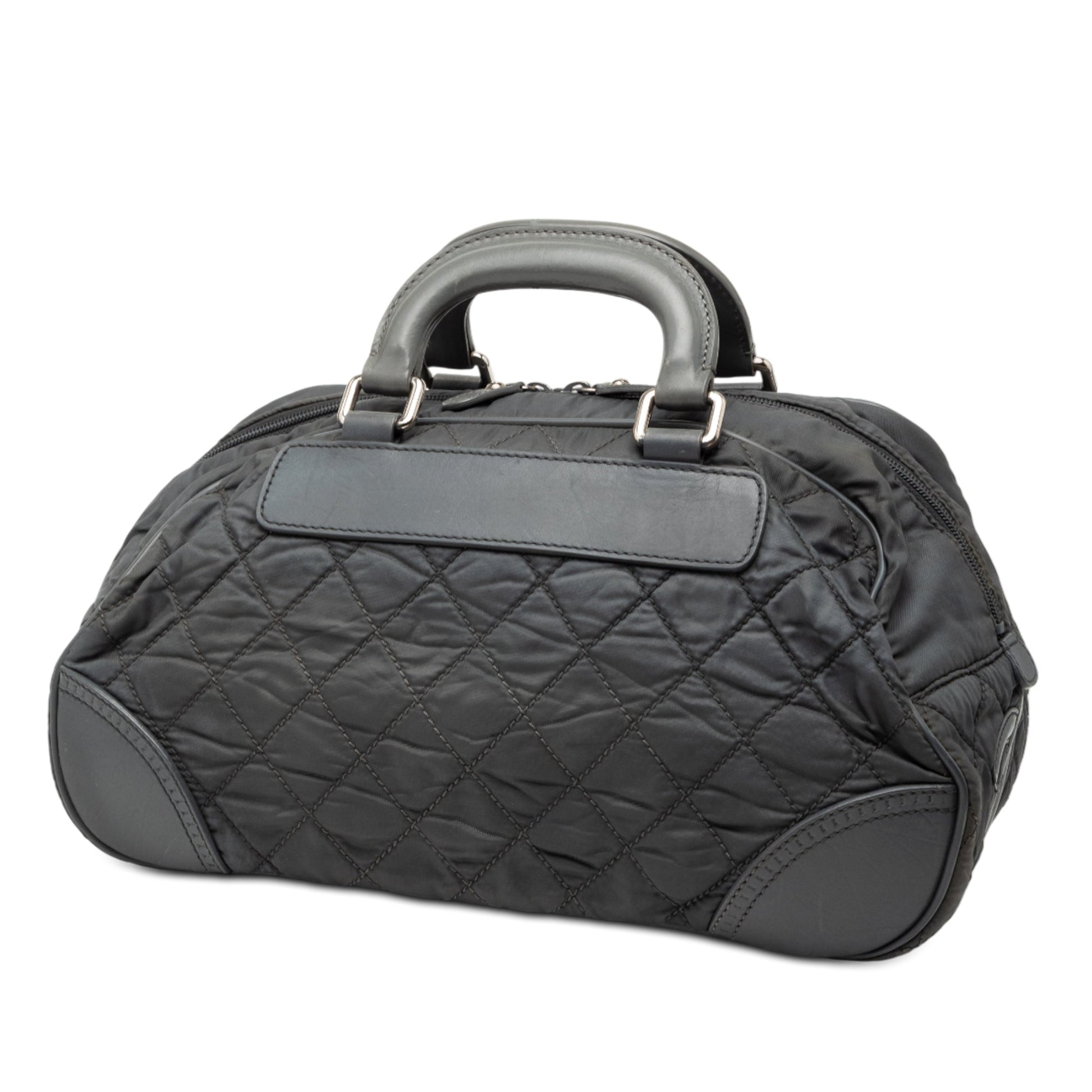 Chanel Paris New York Quilted Nylon Duffle Handbag