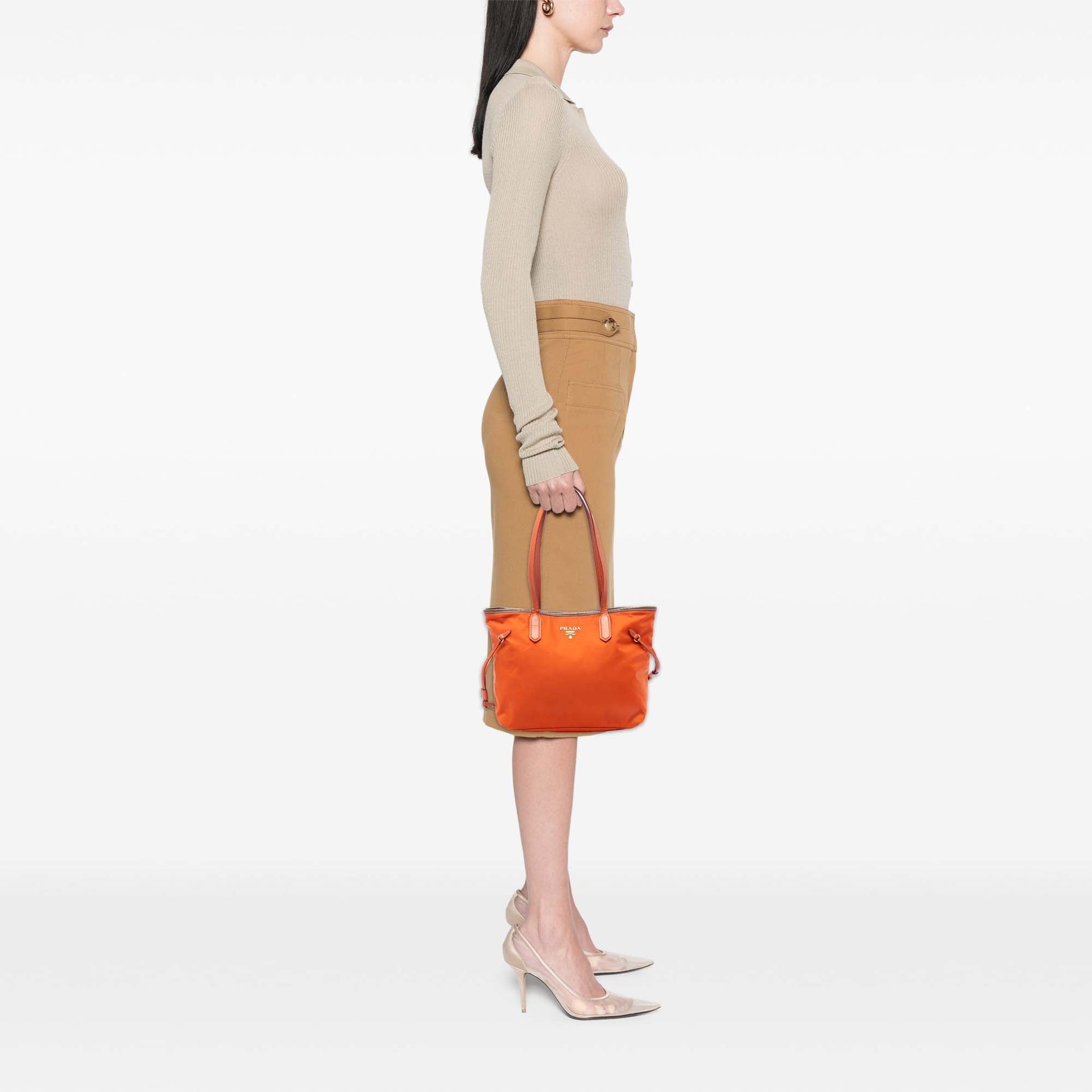 Prada Saffiano Trimmed Tessuto Open Tote