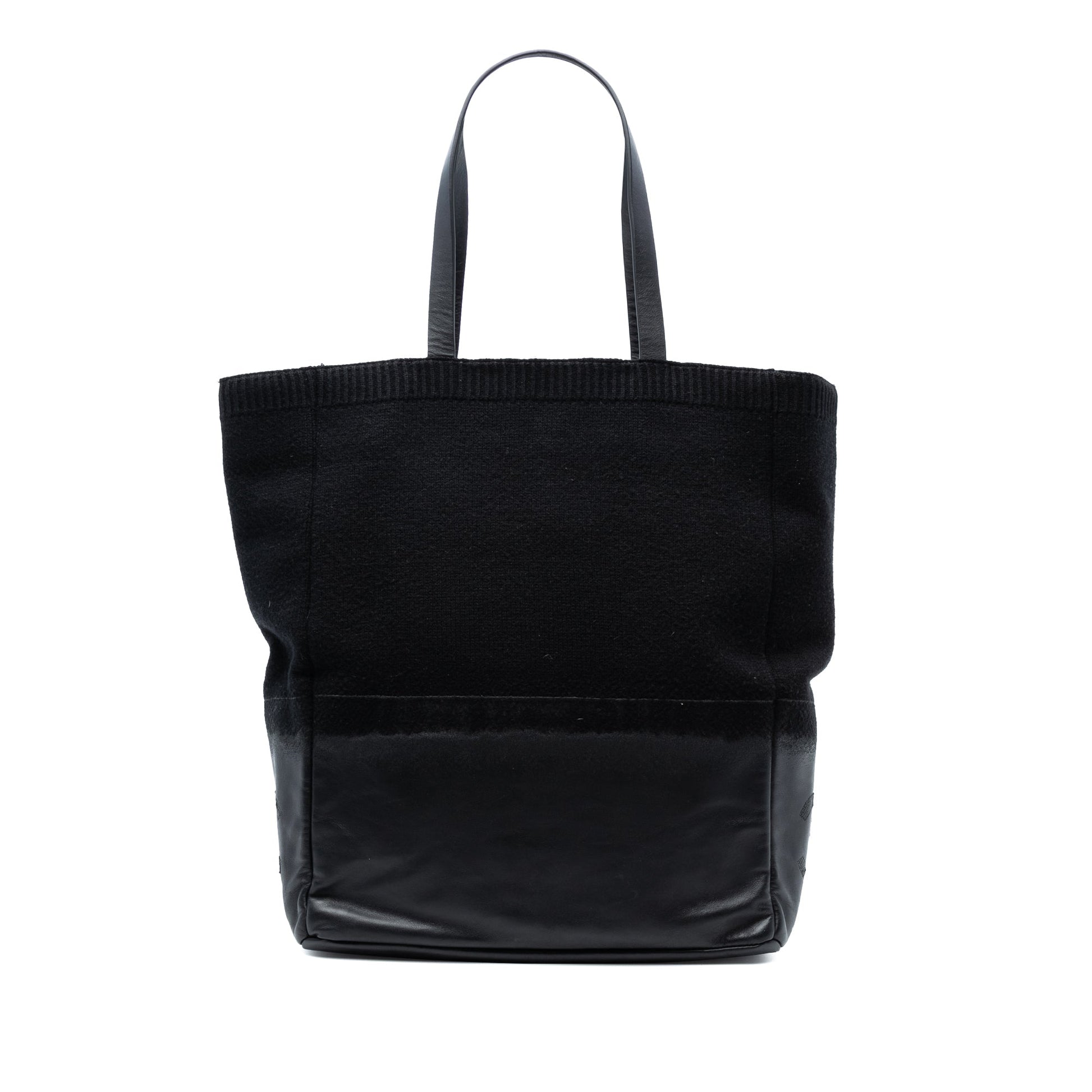 Chanel CC Wool and Leather Tote