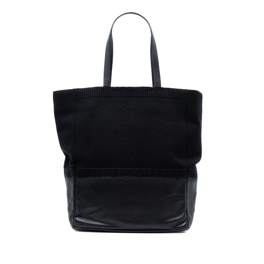 Chanel CC Wool and Leather Tote